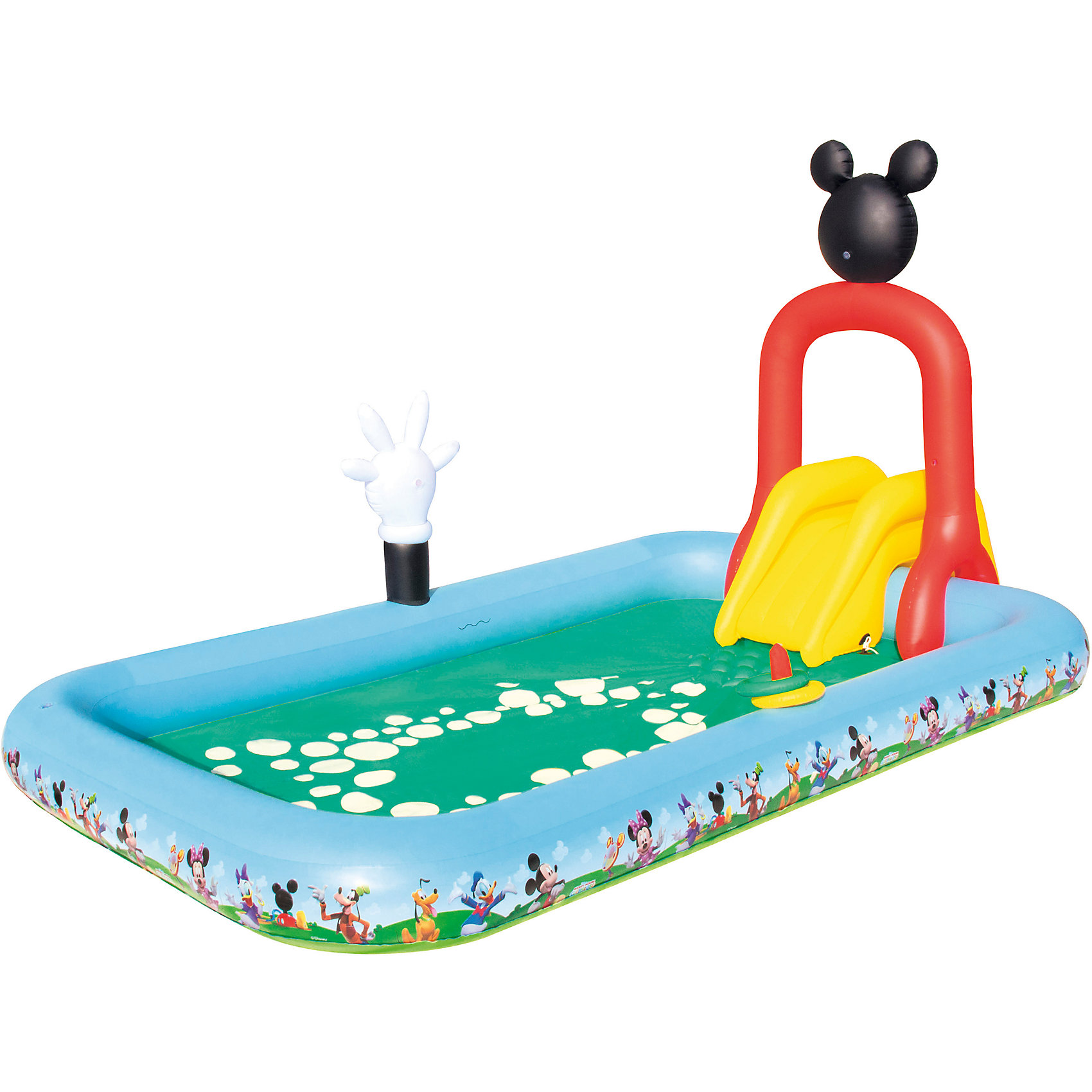 Игровой бассейн с брызгалкой и принадл. для игр, Микки Маус, 436 л, Bestway Игровой бассейн с брызгалкой и принадл. для игр, Микки Маус, 436 л, BestwayБассейны<br>Игровой бассейн с брызгалкой и принадл. для игр, Микки Маус, 436 л, Bestway (Бествей)<br><br>Характеристики:<br><br>• оснащен небольшой горкой и брызгалкой<br>• подходит для детей от 2-х лет<br>• яркий дизайн в стиле Микки-Мауса<br>• размер: 320х175х157 см<br>• материал: ПВХ<br>• размер упаковки: 40,5х14х39 см<br>• вес: 5774 грамма<br><br>Яркий игровой бассейн подарит ребенку много радостных эмоций в жаркий летний день. Размеров бассейна хватит для игры нескольких детей. Изделие оснащено небольшой горкой и брызгалкой, которая поможет освежиться во время игры. А я яркий дизайн с любимыми героями клуба Микки-Мауса никого не оставит равнодушным! Бассейн изготовлен из прочного ПВХ. В комплект входит заплатка для ремонта. Бассейн очень компактен в сложенном виде, поэтому вы с легкостью сможете взять его с собой в дорогу.<br><br>Игровой бассейн с брызгалкой и принадл. для игр, Микки Маус, 436 л, Bestway (Бествей) вы можете купить в нашем интернет-магазине.<br><br>Ширина мм: 420<br>Глубина мм: 290<br>Высота мм: 415<br>Вес г: 5774<br>Возраст от месяцев: 24<br>Возраст до месяцев: 2147483647<br>Пол: Унисекс<br>Возраст: Детский<br>SKU: 5486968