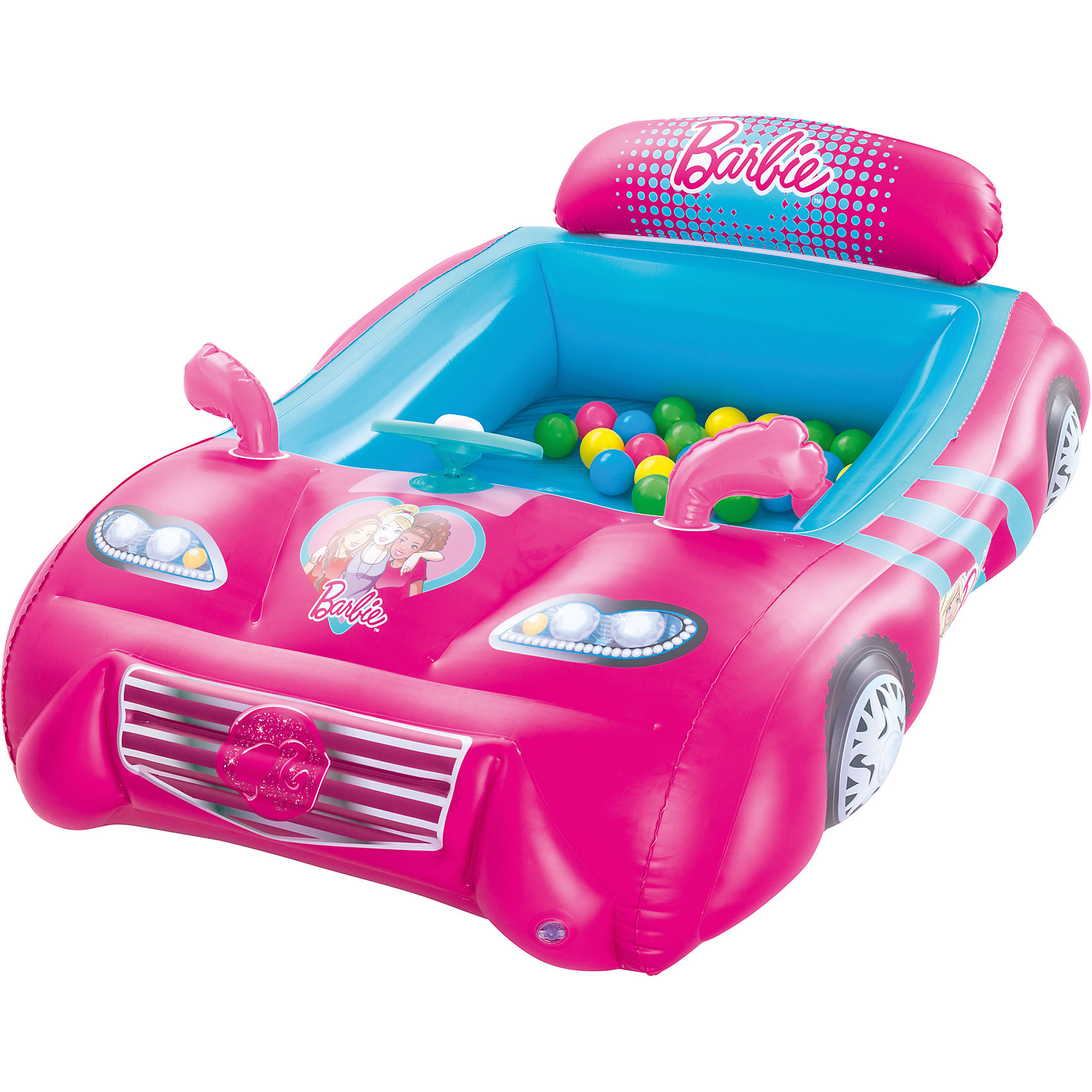 Игровой центр Машина с 25 шариками, Barbie, Bestway Игровой центр Машина с 25 шариками, Barbie, BestwayИгровые центры<br>Игровой центр Машина с 25 шариками, Barbie, Bestway (Бествей)<br><br>Характеристики:<br><br>• игровой центр в виде спортивной машины<br>• 25 разноцветных шариков в комплекте<br>• яркий дизайн в стиле Барби<br>• прочная конструкция<br>• есть предохранительные клапаны<br>• размер упаковки: 45х25х45 см<br>• вес: 2218 грамм<br><br>Яркий игровой центр позволит девочке почувствовать себя настоящей водительницей спортивной машины. Центр изготовлен из прочного поливинилхлорида. Конструкция устойчиво располагается на гладкой поверхности. Игровой центр выполнен в виде роскошного автомобиля с оформлением в стиле полюбившихся Барби. В комплект входят 25 разноцветных шариков, которым кроха обязательно найдет применение.<br><br>Игровой центр Машина с 25 шариками, Barbie, Bestway (Бествей) можно купить в нашем интернет-магазине.<br><br>Ширина мм: 455<br>Глубина мм: 415<br>Высота мм: 410<br>Вес г: 2218<br>Возраст от месяцев: 24<br>Возраст до месяцев: 2147483647<br>Пол: Женский<br>Возраст: Детский<br>SKU: 5486974