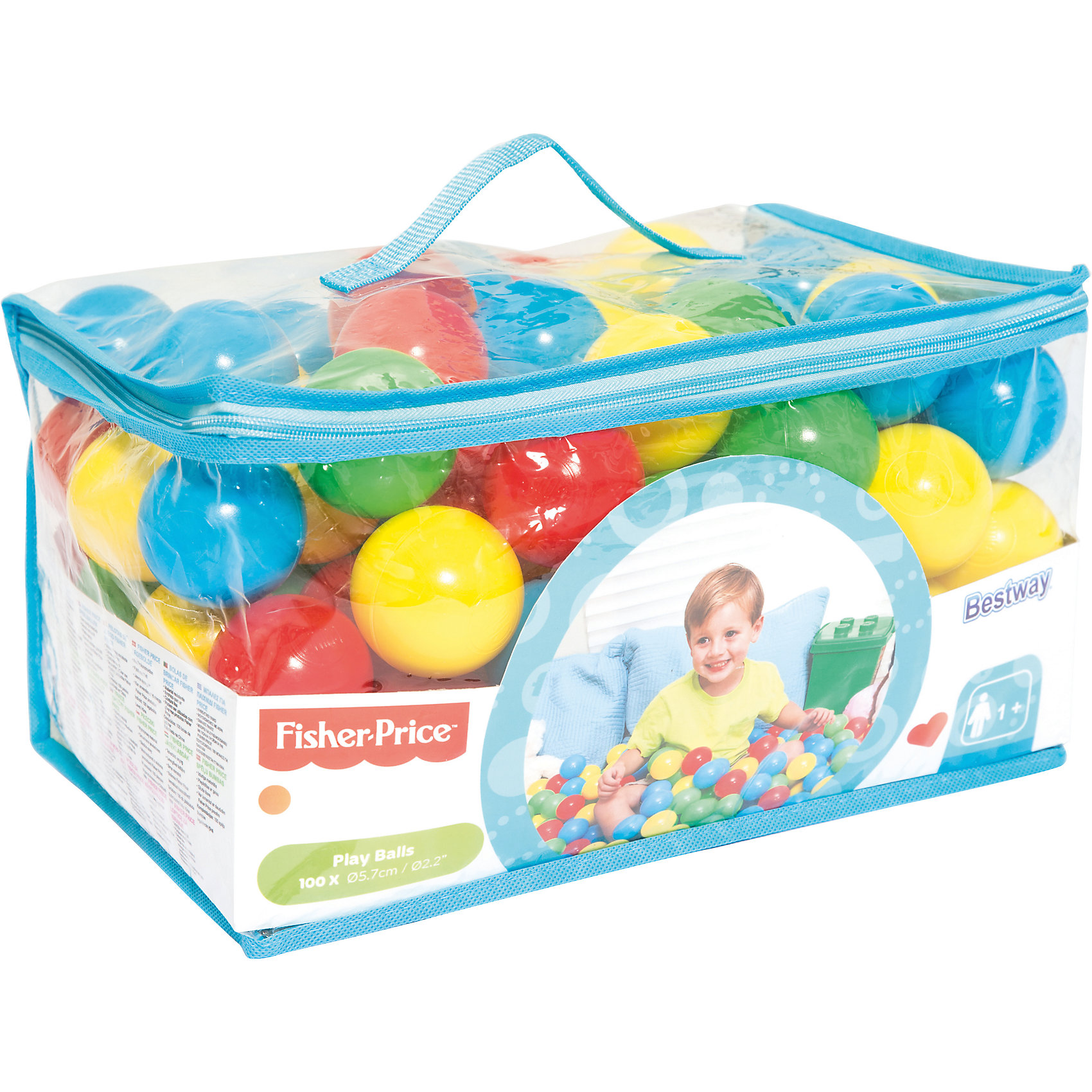 Шарики для игр 5,7 см 100 шт, Fisher Price, Bestway Шарики для игр 5,7 см 100 шт, Fisher Price, BestwayИгровые наборы<br>Шарики для игр 5,7 см 100 шт, Fisher Price, Bestway (Бествей)<br><br>Характеристики:<br><br>• яркие разноцветные шарики для игры<br>• удобная упаковка<br>• диаметр шарика: 5,7 см<br>• количество: 100 шт<br>• вес: 694 грамма<br><br>Яркие шарики Bestway помогут разнообразить игры в бассейне. Яркие цвета шариков непременно привлекут внимание ребенка. Удобная упаковка поможет вам хранить шарики, не теряя их. Диаметр шарика - 5,7 сантиметра.<br><br>Шарики для игр 5,7 см 100 шт, Fisher Price, Bestway (Бествей) можно купить в нашем интернет-магазине.<br><br>Ширина мм: 600<br>Глубина мм: 380<br>Высота мм: 480<br>Вес г: 694<br>Возраст от месяцев: 12<br>Возраст до месяцев: 2147483647<br>Пол: Унисекс<br>Возраст: Детский<br>SKU: 5486980