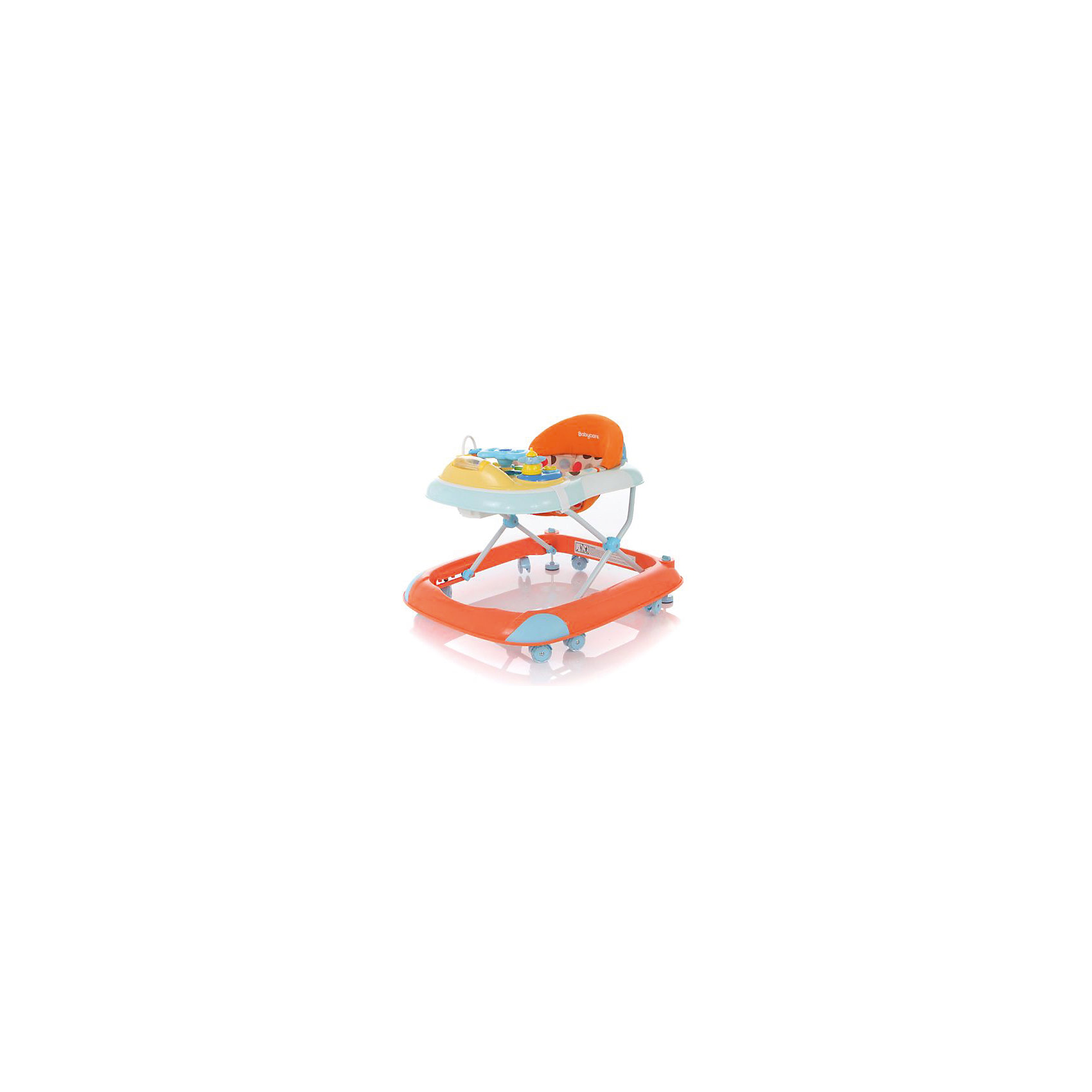 Ходунки Step, Baby Care, оранжевый Ходунки Step, Baby Care, оранжевыйХодунки<br>Характеристики товара:<br><br>• возраст от 6 до 18 месяцев;<br>• допустимый вес эксплуатации: 12 кг<br>• материал: пластик;<br>• регулировка по высоте в 3 положениях;<br>• съемная игровая панель со световыми эффектами;<br>• 8 силиконовых колёс;<br>• 2 стопора для фиксации ходунков<br>• текстиль можно снять для стирки<br>• размер ходунков 61х71х52 см;<br>• вес 4,3 кг;<br>• размер упаковки 72х62х12 см;<br>• вес упаковки 5,2 кг.<br><br>Ходунки Baby Care Step учат малыша передвигаться самостоятельно и держать равновесие. Ходунки оборудованы сидением с мягкой обивкой. Высоту сидения можно отрегулировать по мере роста малыша. Спереди расположена игровая панель со световыми эффектами. В процессе игры у него развиваются мелкая моторика рук, цветовое и зрительное восприятие. Конструкция отличается хорошей устойчивостью благодаря широкому основанию. Колеса изготовлены из силикона и не повреждают напольное покрытие. На основании имеются 2 стопора для фиксации ходунков.<br><br>Ходунки Baby Care Step оранжевые можно приобрести в нашем интернет-магазине.<br><br>Ширина мм: 720<br>Глубина мм: 620<br>Высота мм: 120<br>Вес г: 5200<br>Возраст от месяцев: 7<br>Возраст до месяцев: 12<br>Пол: Унисекс<br>Возраст: Детский<br>SKU: 5493374