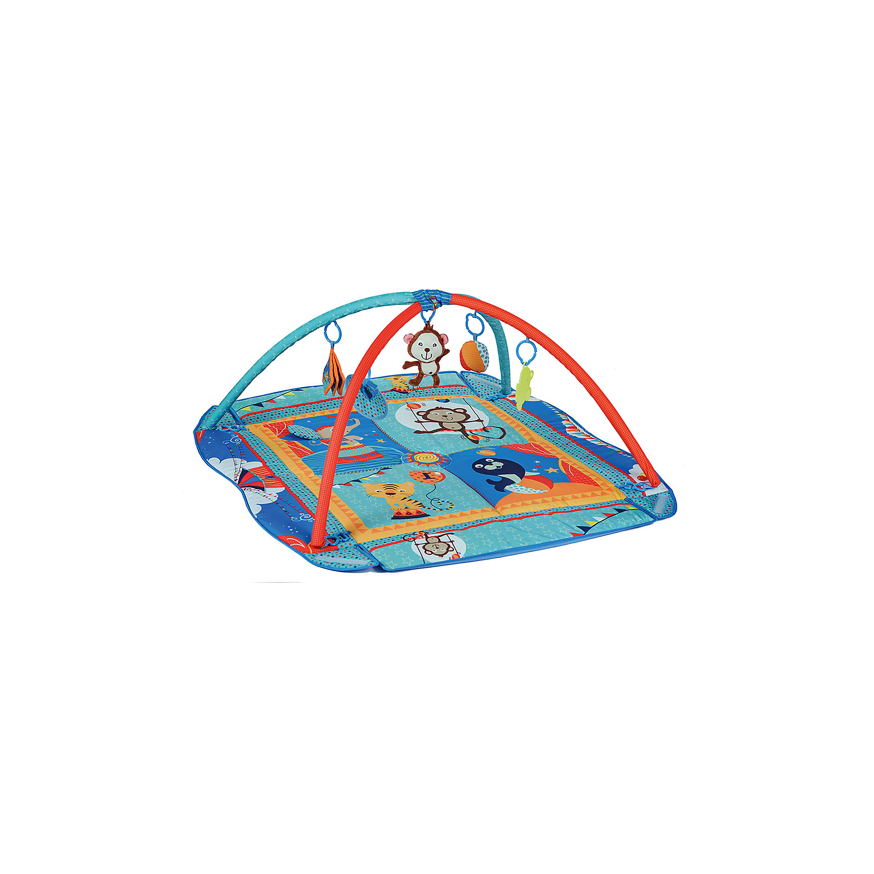 Коврик PM-03, Babyhit, Цирк Коврик PM-03, Babyhit, ЦиркРазвивающие коврики<br>Характеристики:<br><br>• игровой коврик для ребенка;<br>• съемные дуги с петельками для подвешивания развивающих игрушек;<br>• наличие бортиков;<br>• подвесные игрушки: безопасное зеркальце, прорезыватель, мягкая музыкальная игрушка обезьянка, книжка-игрушка с шуршащими страничками, погремушка;<br>• материал: текстиль, плюш, пластик;<br>• размер коврика: 115х100х46 см;<br>• размер упаковки: 95х75х55 см;<br>• вес в упаковке: 2,073 кг.<br><br>Игровой коврик с бортиком и дугами для подвесных игрушек оказывает благотворное влияние на развитие малыша с первых дней его жизни. Коврик используется для игры дома, на даче, на лужайке. Мягкое стеганое покрытие коврика дает возможность развить у ребенка тактильное восприятие, игра с развивающими игрушками поможет познать звуковые и зрительные образы. Музыкальная игрушка, погремушка и прорезыватель включены в комплект поставки. Пластиковые карабины предназначены как для игрушек, входящих в комплект, так и для других подвесных игрушек, подвесок и модулей. <br><br>Коврик PM-03, Babyhit, Цирк можно купить в нашем интернет-магазине.<br><br>Ширина мм: 950<br>Глубина мм: 750<br>Высота мм: 550<br>Вес г: 2073<br>Возраст от месяцев: 0<br>Возраст до месяцев: 6<br>Пол: Унисекс<br>Возраст: Детский<br>SKU: 5500274