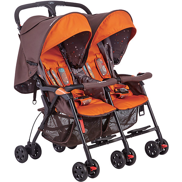 Прогулочная коляска для двойни Geoby 05SD593E, коричнево-оранжевый