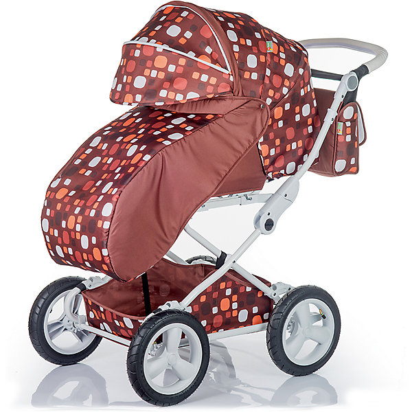 Коляска 2 в 1 BabyHit EVENLY Plus, коричневый Коляска 2 в 1 BabyHit EVENLY Plus, коричневыйКоляски 2 в 1<br>Характеристики коляски<br><br>Люлька:<br><br>• хлопковая обивка люльки;<br>• жесткое основание дна люльки;<br>• капор оснащен солнцезащитным козырьком;<br>• на люльке имеется кармашек на молнии;<br>• сбоку в потайных кармашках на люльке спрятаны ручки для переноски;<br>• материал: хлопок, полиэстер, пластик;<br>• размер люльки: 73х36 см;<br>• вес люльки: 5 кг.<br><br>Прогулочный блок:<br><br>• реверсивный прогулочный блок;<br>• регулируется угол наклона спинки коляски: 3 положения; опускается до положения лежа;<br>• регулируемая подножка, 2 положения;<br>• съемный защитный бампер, мягкий паховый ограничитель;<br>• капюшон «батискаф», опускается почти до бампера;<br>• на капюшоне имеется сетчатое смотровое окошко под клапаном, карман для мелочей;<br>• материал: пластик, полиэстер;<br>• длина спального места: 82 см;<br>• ширина сиденья: 31 см;<br>• вес прогулочного блока: 5,5 кг.<br><br>Рама коляски:<br><br>• ручка коляски регулируется по высоте;<br>• надувные колеса с амортизаторами;<br>• колеса съемные;<br>• тип тормоза: ножной;<br>• тип складывания: книжка;<br>• рама складывается отдельно, без прогулочного блока и люльки;<br>• материал: алюминий, пластик, колеса – ПВХ;<br>• диаметр колес: 30 см;<br>• вес шасси с колесами: 11 кг.<br><br>Размер коляски: 104х60х115 см<br>Размер коляски в сложенном виде: 85х52х32 см<br>Вес коляски с люлькой: 16 кг<br>Вес коляски с прогулочным блоком: 16,5 кг<br>Вес в упаковке: 22,9 кг<br><br>Дополнительная комплектация:<br><br>• накидка на люльку;<br>• чехол на ножки;<br>• сумка для мамы;<br>• дождевик;<br>• москитная сетка;<br>• корзина для покупок;<br>• инструкция.<br><br>Коляску 2 в 1 EVENLY Plus, Babyhit, цвет коричневый можно купить в нашем интернет-магазине.<br><br>Ширина мм: 520<br>Глубина мм: 320<br>Высота мм: 850<br>Вес г: 22900<br>Цвет: коричневый<br>Возраст от месяцев: 0<br>Возраст до месяцев: 36<br>Пол: Унисекс<br>Возраст: Детский<br>SKU: 5500295