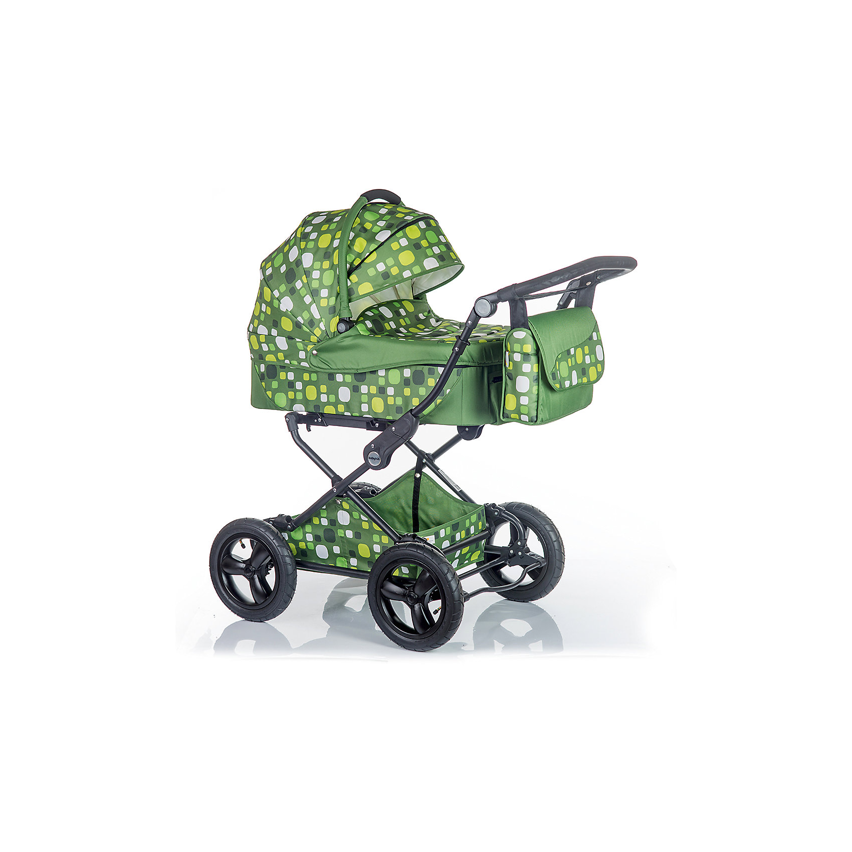 Коляска 2 в 1 BabyHit EVENLY Plus, темно-зеленый Коляска 2 в 1 BabyHit EVENLY Plus, темно-зеленыйКоляски 2 в 1<br>Характеристики коляски<br><br>Люлька:<br><br>• хлопковая обивка люльки;<br>• жесткое основание дна люльки;<br>• капор оснащен солнцезащитным козырьком;<br>• на люльке имеется кармашек на молнии;<br>• сбоку в потайных кармашках на люльке спрятаны ручки для переноски;<br>• материал: хлопок, полиэстер, пластик;<br>• размер люльки: 73х36 см;<br>• вес люльки: 5 кг.<br><br>Прогулочный блок:<br><br>• реверсивный прогулочный блок;<br>• регулируется угол наклона спинки коляски: 3 положения; опускается до положения лежа;<br>• регулируемая подножка, 2 положения;<br>• съемный защитный бампер, мягкий паховый ограничитель;<br>• капюшон «батискаф», опускается почти до бампера;<br>• на капюшоне имеется сетчатое смотровое окошко под клапаном, карман для мелочей;<br>• материал: пластик, полиэстер;<br>• длина спального места: 82 см;<br>• ширина сиденья: 31 см;<br>• вес прогулочного блока: 5,5 кг.<br><br>Рама коляски:<br><br>• ручка коляски регулируется по высоте;<br>• надувные колеса с амортизаторами;<br>• колеса съемные;<br>• тип тормоза: ножной;<br>• тип складывания: книжка;<br>• рама складывается отдельно, без прогулочного блока и люльки;<br>• материал: алюминий, пластик, колеса – ПВХ;<br>• диаметр колес: 30 см;<br>• вес шасси с колесами: 11 кг.<br><br>Размер коляски: 104х60х115 см<br>Размер коляски в сложенном виде: 85х52х32 см<br>Вес коляски с люлькой: 16 кг<br>Вес коляски с прогулочным блоком: 16,5 кг<br>Вес в упаковке: 22,9 кг<br><br>Дополнительная комплектация:<br><br>• накидка на люльку;<br>• чехол на ножки;<br>• сумка для мамы;<br>• дождевик;<br>• москитная сетка;<br>• корзина для покупок;<br>• инструкция.<br><br>Коляску 2 в 1 EVENLY Plus, Babyhit, цвет темно-зеленый можно купить в нашем интернет-магазине.<br><br>Ширина мм: 520<br>Глубина мм: 320<br>Высота мм: 850<br>Вес г: 22900<br>Возраст от месяцев: 0<br>Возраст до месяцев: 36<br>Пол: Унисекс<br>Возраст: Детский<br>SKU: 5500296