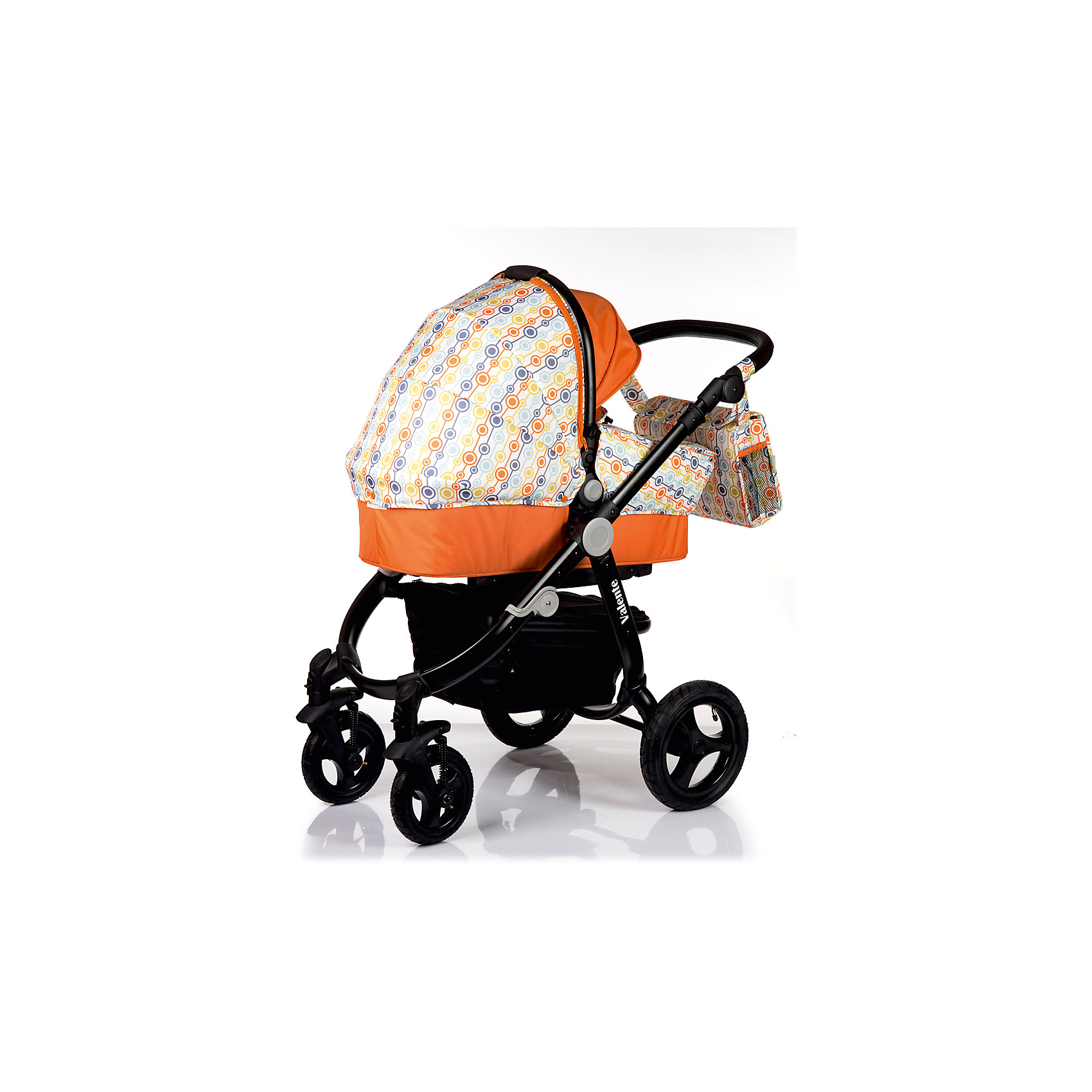 Коляска 2 в 1 BabyHit VALENTE, бело-оранжевый Коляска 2 в 1 BabyHit VALENTE, бело-оранжевыйКоляски 2 в 1<br>Характеристики коляски<br><br>Люлька:<br><br>• хлопковая обивка люльки;<br>• капор оснащен солнцезащитным козырьком;<br>• люлька имеет ручку для переноски;<br>• материал: хлопок, полиэстер, пластик;<br>• размер люльки: 76х34 см;<br>• вес люльки: 3 кг.<br><br>Прогулочный блок:<br><br>• реверсивный прогулочный блок, 2 направления относительно хода движения коляски;<br>• спинка опускается до почти горизонтального положения, угол наклона 170 градусов;<br>• регулируемая подножка, 2 положения;<br>• капюшон-батискаф, опускается почти до бампера;<br>• съемный бампер с тканевым разделителем;<br>• материал: пластик, полиэстер;<br>• длина спального места: 79 см;<br>• ширина сиденья: 33 см;<br>• вес прогулочного блока: 6,5 кг.<br><br>Рама коляски:<br><br>• регулируемая по высоте ручка;<br>• надувные колеса, передние поворотные колеса с блокировкой;<br>• наличие амортизаторов;<br>• тип складывания: книжка;<br>• материал: алюминий, пластик, колеса – ПВХ;<br>• диаметр колес: 20 см, 28 см;<br>• высота ручки: 80-104 см<br><br>Размер коляски: 104х60х115 см<br>Размер коляски в сложенном виде: 86х50х44 см<br>Вес коляски с люлькой: 13,1 кг<br>Вес коляски с прогулочным блоком: 13,1 кг<br>Вес в упаковке: 21 кг<br><br>Дополнительная комплектация:<br><br>• накидка на люльку;<br>• чехол на ножки;<br>• 2 матрасика;<br>• дождевик;<br>• москитная сетка;<br>• сумка для мамы;<br>• насос;<br>• корзина для покупок на молнии;<br>• инструкция.<br><br>Коляску 2 в 1 VALENTE, Babyhit, цвет бело-оранжевый можно купить в нашем интернет-магазине.<br><br>Ширина мм: 500<br>Глубина мм: 440<br>Высота мм: 860<br>Вес г: 21000<br>Возраст от месяцев: 0<br>Возраст до месяцев: 36<br>Пол: Унисекс<br>Возраст: Детский<br>SKU: 5500317