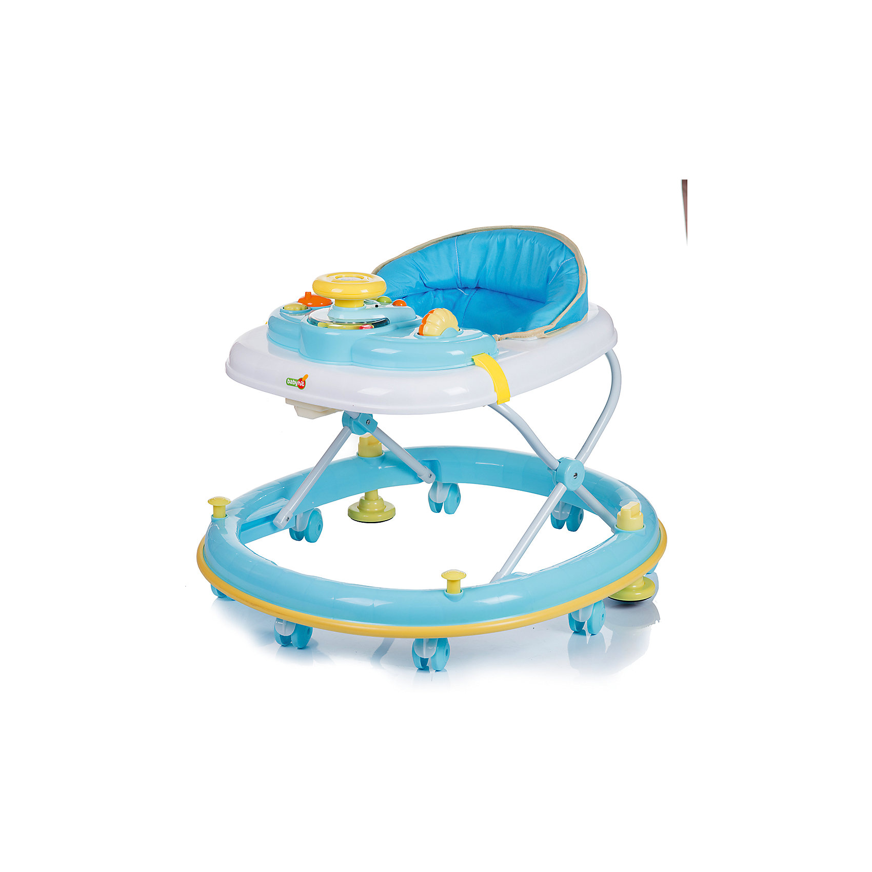Ходунки CLEVER, Babyhit, голубой Ходунки CLEVER, Babyhit, голубойХодунки<br>Характеристики:<br><br>• закругленная база с мягкой окантовкой;<br>• защита от появления царапин на мебели и стенах;<br>• регулируется высота ходунков, 3 положения;<br>• игровая панель с развивающими игрушками;<br>• световое и звуковое сопровождение;<br>• наличие сдвоенных колесиков со стопорами;<br>• съемный чехол сиденья для ухода и очистки;<br>• компактное складывание;<br>• размер упаковки: 71,5х11х66,5 см;<br>• вес: 4,8 кг.<br><br>Продуманная до мелочей конструкция ходунков предоставляет ребенку свободу перемещений в пространстве на этапе его роста и развития. Малыш находится в ходунках в сиденье-коконе, с высокой спинкой в мягкой обивке. Игровая панель для игры и развития ребенка имеет звуковой модуль и подвижные элементы. Основание ходунков имеет прорезиненную накладку по всему диаметру, которая предотвратит мелкие царапины на мебели во время путешествий ребенка в ходунках в помещении. <br><br>Ходунки CLEVER, Babyhit, цвет голубой можно купить в нашем интернет-магазине.<br><br>Ширина мм: 715<br>Глубина мм: 110<br>Высота мм: 665<br>Вес г: 4800<br>Возраст от месяцев: 6<br>Возраст до месяцев: 18<br>Пол: Унисекс<br>Возраст: Детский<br>SKU: 5500343