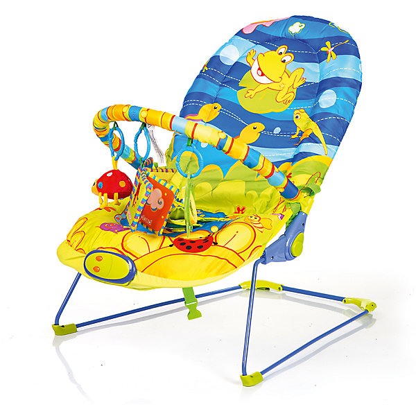 Шезлонг BR-02, Babyhit, Счастливый лягушонок Шезлонг BR-02, Babyhit, Счастливый лягушонокДетские шезлонги<br>Характеристики:<br><br>• наклон спинки регулируется, 3 положения: полусидя, лежа и полулежа;<br>• используется функция вибрации;<br>• имеется поясной и паховый фиксатор, ребенок не соскальзывает вниз;<br>• звуковой блок: музыкальное сопровождение, 7 мелодий;<br>• регулятор громкости;<br>• дуга с подвесными игрушками;<br>• компактное складывание;<br>• допустимая нагрузка: не более 9 кг;<br>• размеры шезлонга: 51х78х59 см;<br>• размер упаковки: 50х9х36 см;<br>• вес: 2,545 кг.<br><br>Уютный шезлонг для комфорта малыша, надежная конструкция для спокойствия родителей, вибро-музыкальный блок для расслабления, сна и отдыха ребенка. Шезлонг устанавливается на ровную поверхность, опорные ножки оснащены специальными накладками, которые предостерегают появление царапин на напольном покрытии. Дуга с подвесными игрушками оснащена петельками, в которые продеваются пластиковые карабины с развивающими подвесными игрушками. <br><br>Шезлонг BR-02, Babyhit, Счастливый лягушонок можно купить в нашем интернет-магазине.<br><br>Ширина мм: 500<br>Глубина мм: 360<br>Высота мм: 90<br>Вес г: 2545<br>Возраст от месяцев: 6<br>Возраст до месяцев: 12<br>Пол: Унисекс<br>Возраст: Детский<br>SKU: 5500352