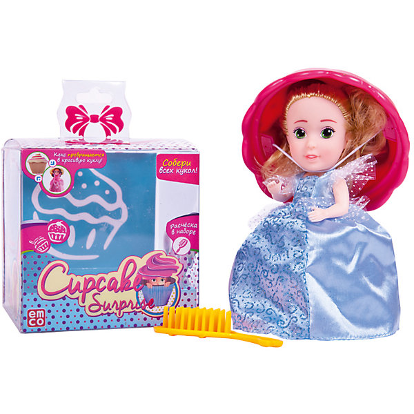 Кукла-сюрприз Cupcake Surprise, с расческой, EMCO Кукла-сюрприз Cupcake Surprise, с расческой, EMCOБренды кукол<br>Cupcake Surprise.Кукла-кекс 12 видов в ассортименте, расчесочка в наборе, 12 шт в дисплее (цена за 1 шт)<br><br>Ширина мм: 95<br>Глубина мм: 95<br>Высота мм: 98<br>Вес г: 190<br>Возраст от месяцев: 36<br>Возраст до месяцев: 192<br>Пол: Женский<br>Возраст: Детский<br>SKU: 5500896