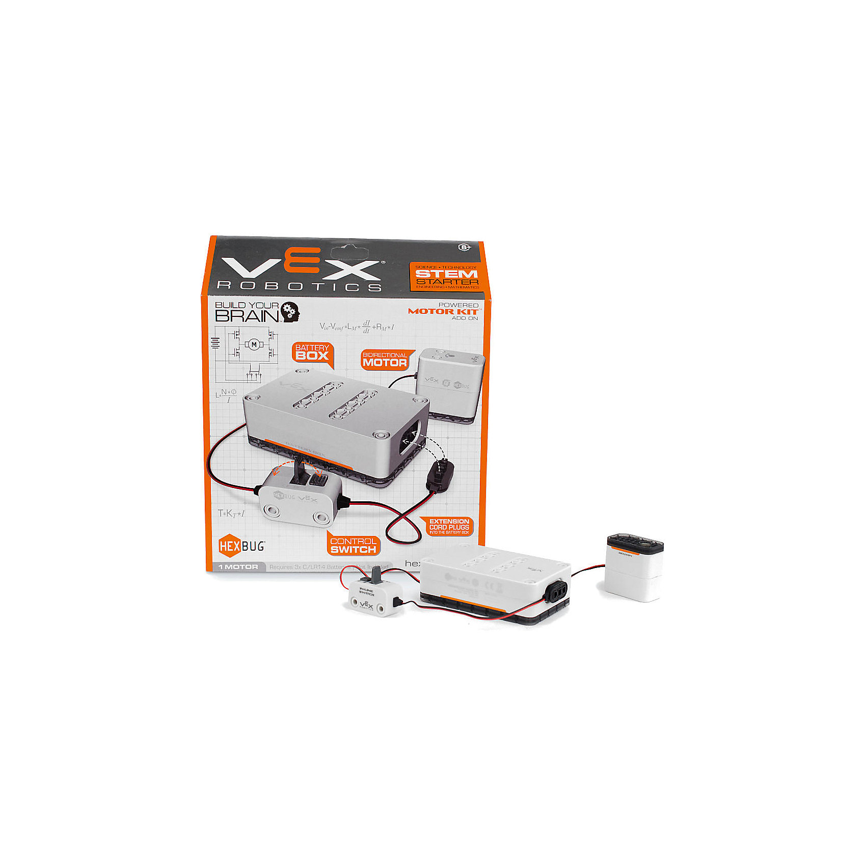 Игровой набор VEX Motor, Hexbug Игровой набор VEX Motor, HexbugИнтерактивные игрушки для малышей<br>Игровой набор VEX Motor, Hexbug (Хексбаг)<br><br>Характеристики:<br><br>• для конструкторов Vex<br>• материал: пластик, металл<br>• размер упаковки: 28х23х7 см<br>• вес: 255 грамм<br>• батарейки: С/LR14<br><br>Игровой набор VEX Motor предназначен для питания моделей конструкторов VEX. Набор работает от батареек C/LR14. Блок имеет переключатель включения/выключения. Изготовлен из пластика и металла.<br><br>Игровой набор VEX Motor, Hexbug (Хексбаг) вы можете купить в нашем интернет-магазине.<br><br>Ширина мм: 270<br>Глубина мм: 60<br>Высота мм: 260<br>Вес г: 253<br>Возраст от месяцев: 36<br>Возраст до месяцев: 2147483647<br>Пол: Унисекс<br>Возраст: Детский<br>SKU: 5506931