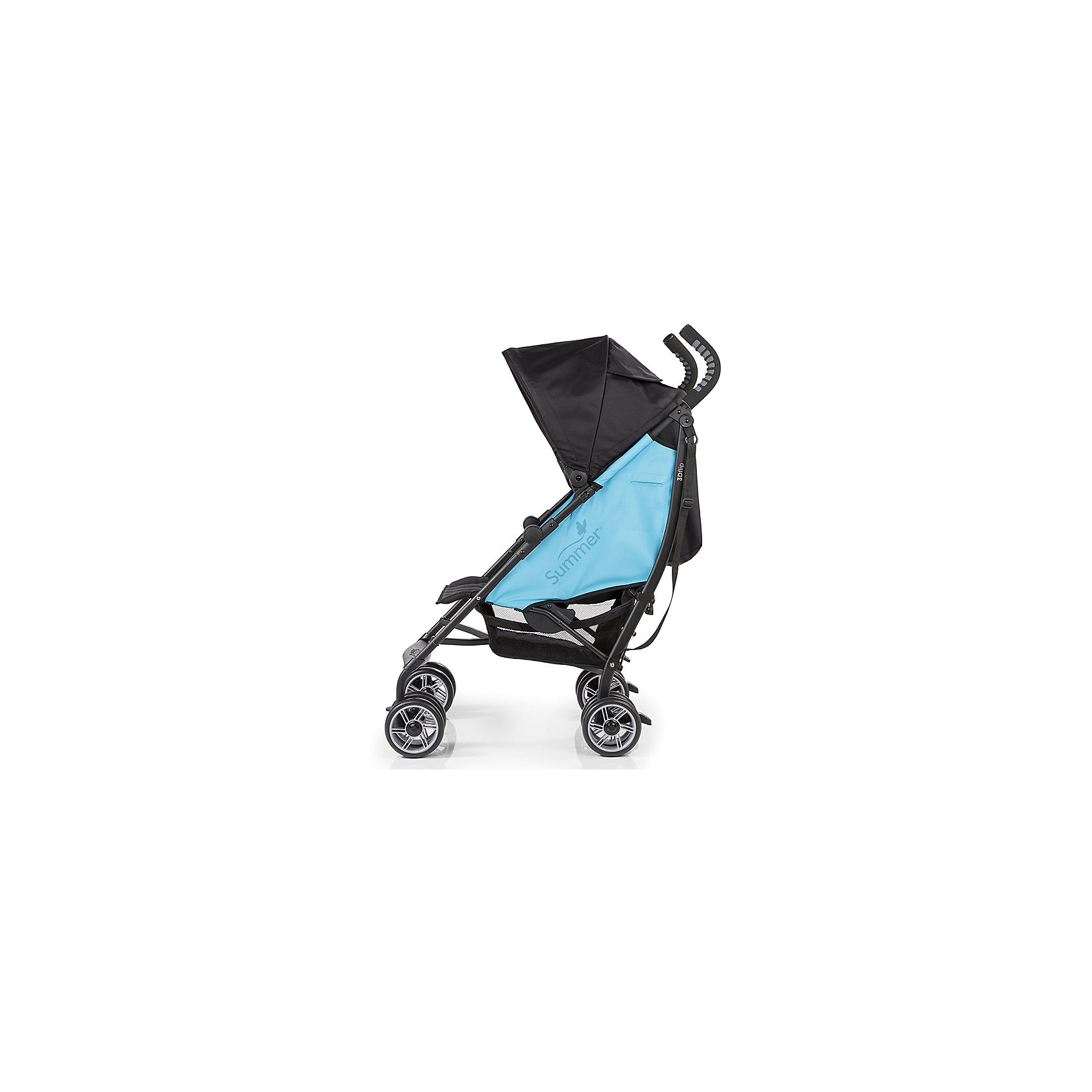 Коляска-трость Summer Infant 3D Flip, черный/голубой Коляска-трость Summer Infant 3D Flip, черный/голубойКоляски-трости<br>Характеристики коляски:<br><br>• спинка коляски опускается до горизонтального положения, регулируется в 6-ти позициях;<br>• двустороннее сиденье прогулочного блока позволяет использовать коляску в двух направлениях движения;<br>• ребенок может лежать или сидеть в коляске как лицом по ходу движения, так и лицом против хода движения;<br>• показатели роста и веса ребенка: до 22,7 кг и 109 см в положении «лицом вперед» и 11,3 кг и 76 см в положении «спинкой вперед»;<br>• капюшон регулируется по высоте и глубине, диапазон раскладывания составляет 180 градусов;<br>• капюшон оснащен смотровым окошком под клапаном на липучке;<br>• имеется кармашек для мелких аксессуаров;<br>• 5-ти точечные ремни безопасности с мягкими накладками надежно удерживают ребенка в прогулочном блоке;<br>• корзина для покупок, нагрузка 4,5 кг;<br>• подстаканник в комплекте;<br>• сдвоенные колеса, передние колеса оснащены поворотным механизмом с блокировкой, задние колеса – ножным тормозом;<br>• диаметр колес: 15 см;<br>• для переноски коляски в сложенном виде используется плечевой ремень;<br>• коляска складывается компактной «тростью».<br><br>Обратите внимание: <br><br>• коляска без бампера;<br>• подножка имеет одно положение;<br>• ручки коляски находятся на фиксированной высоте.<br><br>Размер коляски: 69х46х109 см<br>Размер коляски в сложенном виде: 102х32,5х24,5 см<br>Вес коляски: 8 кг<br>Вес в упаковке: 9 кг<br><br>Коляска-трость 3D Flip – полноценная летняя коляска с возможностью установки спинки в горизонтальном положении. Ребенок может спать в естественном положении тела, когда спинка, головка и ножки находятся в одной плоскости. Прогулочное сиденье является двусторонним, спинка может опускаться под углом 180 градусов в одну и другую сторону, высокие боковинки устанавливаются таким образом, что ребенок полностью защищен в коляске. Пока ребенок совсем маленький, рекомендуется везти его лицом к маме, а подросшего ребенка лучше усадить лицом к окружающему миру. <br><br>Коляску-трость 3D Flip, Summer Infant, цвет черный/голубой можно купить в нашем интернет-магазине.<br><br>Ширина мм: 1020<br>Глубина мм: 325<br>Высота мм: 245<br>Вес г: 9000<br>Возраст от месяцев: 6<br>Возраст до месяцев: 36<br>Пол: Унисекс<br>Возраст: Детский<br>SKU: 5507981
