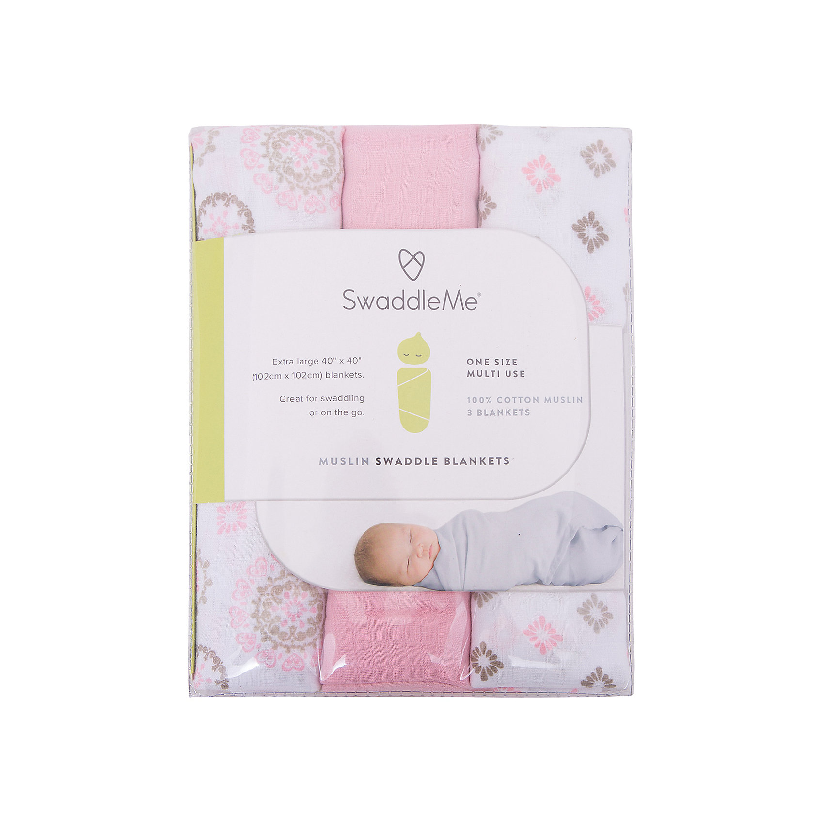 Набор пеленок Muslin Swaddleme, 3 шт., Summer Infant, розовый/орнамент Набор пеленок Muslin Swaddleme, 3 шт., Summer Infant, розовый/орнаментПеленание<br>Характеристики пеленок Muslin Swaddleme:<br><br>• натуральное волокно пеленок;<br>• свободное движение воздуха;<br>• мягкость дышащего материала;<br>• состав ткани: 100% муслин (тонкотканный хлопок);<br>• размер пеленки: 102х102 см;<br>• количество в упаковке: 3 шт.;<br>• размер упаковки: 32х20,5х4 см;<br>• вес: 430 г.<br><br>Пеленки используются с первых дней жизни ребенка. Пригодны для пеленания, для покрытия пеленального столика, родительской кровати, дна ванночки. Мягкие и дышащие пеленки украшены различными принтами. <br><br>Набор пеленок Muslin Swaddleme, 3 шт., Summer Infant, розовый/орнамент можно купить в нашем интернет-магазине.<br><br>Ширина мм: 205<br>Глубина мм: 320<br>Высота мм: 40<br>Вес г: 430<br>Возраст от месяцев: 0<br>Возраст до месяцев: 3<br>Пол: Женский<br>Возраст: Детский<br>SKU: 5508008