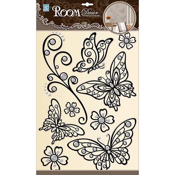 Наклейка Бабочки (металик) POA5803, Room Decor, черный от myToys Наклейка Бабочки (металик) POA5803, Room Decor, черный от myToys
