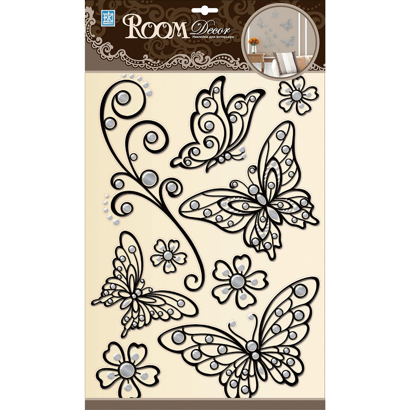 Наклейка Бабочки (металик) POA5803, Room Decor, черный от myToys Наклейка Бабочки (металик) POA5803, Room Decor, черный от myToys