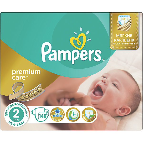 Подгузники Pampers Premium Care, New baby,3-6 кг, 2 размер, Mega pack, 148 шт., Pampers Подгузники Pampers Premium Care, New baby,3-6 кг, 2 размер, Mega pack, 148 шт., PampersПодгузники классические<br>Характеристики:<br><br>• пол: универсальный;<br>• тип подгузника: одноразовый;<br>• коллекция: Premium Care;<br>• предназначение: для использования в любое время суток;<br>• размер: 2;<br>• вес ребенка: от 3 до 6 кг;<br>• количество в упаковке: 148 шт.;<br>• размер упаковки: 37х23х31 см;<br>• вес в упаковке: 3,6 кг;<br>• эластичные застежки-липучки;<br>• подходят для чувствительной кожи;<br>• индикатор влаги: полоска изменяет свой цвет по мере наполнения подгузника;<br>• три впитывающих слоя;<br>• дышащие материалы;<br>• повышенные впитывающие свойства.<br><br>Подгузники Pampers Premium Care, New baby, 3-6 кг, 2 размер, Mega pack, 148 шт., Pampers можно купить в нашем интернет-магазине.<br><br>Ширина мм: 372<br>Глубина мм: 231<br>Высота мм: 311<br>Вес г: 357<br>Возраст от месяцев: 0<br>Возраст до месяцев: 3<br>Пол: Унисекс<br>Возраст: Детский<br>SKU: 5516310