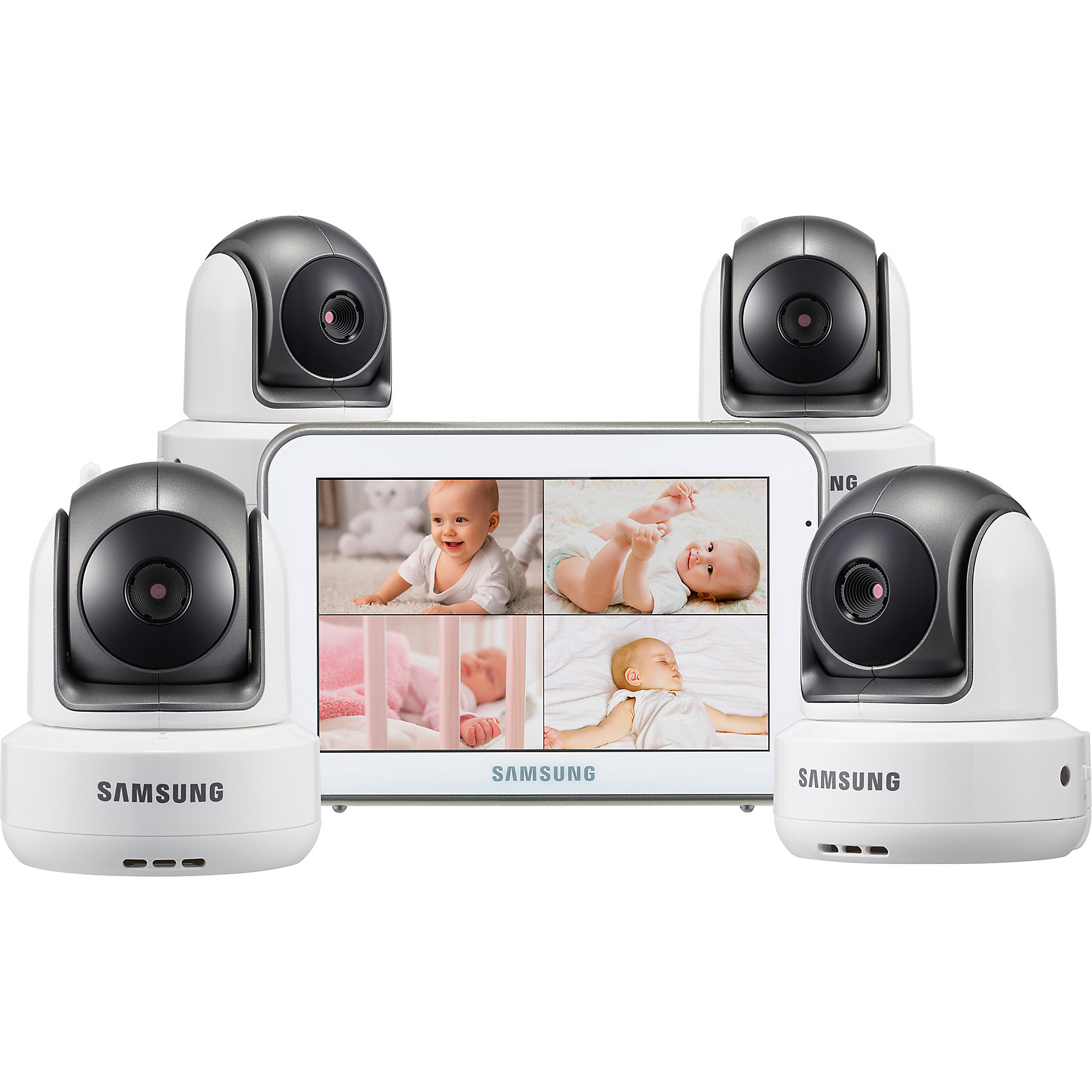 Видеоняня SEW-3043WPX4, Samsung Видеоняня SEW-3043WPX4, SamsungДетская бытовая техника<br>Видеоняня SEW-3043WPX4, Samsung (Самсунг)<br><br>Характеристики:<br><br>• высокое качество изображения (HD 720p)<br>• полный обзор комнаты благодаря повороту камеры<br>• двухсторонняя связь<br>• качественный звук<br>• встроенный ночник<br>• автоматическое включение ночного видения (не мешает ребенку)<br>• встроенные колыбельные<br>• сенсорный экран 12,7 см<br>• разрешение экрана: 1280х720 <br>• цифровой зум<br>• таймер кормления<br>• регулируемая громкость<br>• удобное крепление детского и родительского блоков<br>• индикатор уровня заряда<br>• дальность действия: до 300 метров<br>• питание родительского блока: от сети 220В, встроенный аккумулятор<br>• питание детского блока: встроенный аккумулятор, от сети 220В через адаптер<br>• количество камер: 4<br>• размер упаковки: 39х24х11 см<br>• вес: 1550 грамм<br><br>Видеоняня SEW-3043WPX4 позволит вам непрерывно наблюдать за малышом, находясь на расстоянии. В комплект входят четыре камеры и родительский блок. Камеры поворачиваются на 300 градусов по горизонтали и на 110 по вертикали, что обеспечивает вам полноценный обзор комнаты. <br><br>Видеоняня оснащена такими полезными функциями как таймер кормления, встроенные колыбельные мелодии и двухсторонняя связь. Таймер кормления оповестит вас, когда придет время накормить кроху. А с помощью двухсторонней связи вы сможете пообщаться с малышом. <br><br>Инфракрасная подсветка для режима ночного видения не беспокоит спящего ребенка. Детский блок оснащен ночником, которым вы сможете управлять с родительского блока. Видеоняня имеет высокое качество изображения и звука. Вы всегда будете знать, что делает малыш, даже если вас нет рядом. <br><br>Видеоняню SEW-3043WPX4, Samsung (Самсунг) вы можете купить в нашем интернет-магазине.<br><br>Ширина мм: 80<br>Глубина мм: 300<br>Высота мм: 0<br>Вес г: 1001<br>Возраст от месяцев: 0<br>Возраст до месяцев: 1188<br>Пол: Унисекс<br>Возраст: Детский<br>SKU: 5516703