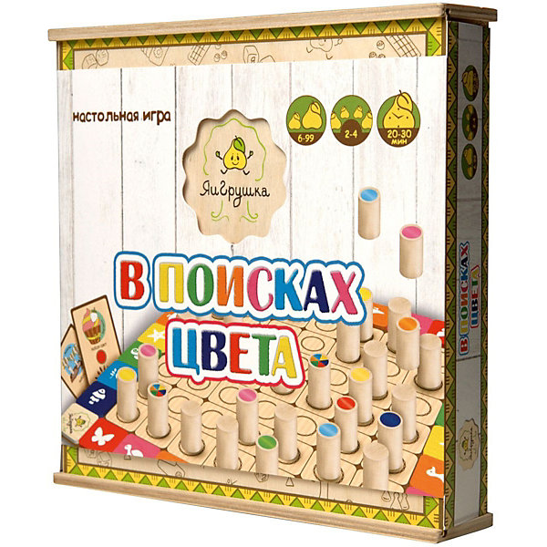 Настольная игра ЯиГрушка В поисках цвета Настольная игра ЯиГрушка В поисках цветаНастольные игры для всей семьи<br>Характеристики товара:<br><br>• возраст: от 5 лет<br>• материал: дерево, картон<br>• количество игроков: от 2 до 4<br>• в комплекте: игровое поле, 49 фишек, 24 карточки, мешочек, правила игры<br>• размер упаковки 24,5х24,5х5 см<br>• вес упаковки 700 г.<br>• страна бренда: Россия<br>• страна производитель: Россия<br><br>Настольная игра «В поисках цвета» ЯиГрушка — увлекательная игра для компании до 4 человек. На игровом поле размещены изображения животных разных цветов и отсеки для фишек. Каждый игрок получает свою карточку. Его задача заполнить ее быстрее всех необходимым цветом, выполняя задания. <br><br>Игра тренирует память, смекалку, внимательность, логическое мышление.<br><br>Настольную игру «В поисках цвета» ЯиГрушка можно приобрести в нашем интернет-магазине.<br><br>Ширина мм: 240<br>Глубина мм: 50<br>Высота мм: 245<br>Вес г: 700<br>Возраст от месяцев: 36<br>Возраст до месяцев: 2147483647<br>Пол: Унисекс<br>Возраст: Детский<br>SKU: 5516707