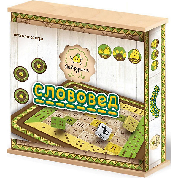 Настольная игра ЯиГрушка Слововед Настольная игра ЯиГрушка СлововедИгры со словами<br>Характеристики товара:<br><br>• возраст: от 7 лет<br>• материал: дерево, картон<br>• количество игроков: от 2 до 10<br>• время игры: от 10 до 60 минут<br>• в комплекте: игровое поле, 3 кубика, 50 штрафных жетонов, правила игры<br>• размер упаковки 24,5х24,5х5 см<br>• вес упаковки 700 г.<br>• страна бренда: Россия<br>• страна производитель: Россия<br><br>Настольная игра «Слововед» ЯиГрушка — занимательная игра для детей, во время которой они будут вспоминать слова, которые уже знаю, а также откроют для себя много новых слов. Игровое поле представляет собой квадрат с буквами и цифрами. Каждый игрок бросает 2 игровых кубика , на которых выпадают координаты буквы на игровом поле. Затем кидает кубик с темой, и должен назвать слово на заданную тему. Если игрок не может придумать слово, то он получает штрафной балл.<br><br>Побеждает в игре тот, у кого будет меньше всего штрафных баллов. Слова в игре не должны повторяться. Игра тренирует память, смекалку, логику, а также способствует пополнению словарного запаса.<br><br>Настольную игру «Слововед» ЯиГрушка можно приобрести в нашем интернет-магазине.<br><br>Ширина мм: 245<br>Глубина мм: 50<br>Высота мм: 245<br>Вес г: 700<br>Возраст от месяцев: 84<br>Возраст до месяцев: 2147483647<br>Пол: Унисекс<br>Возраст: Детский<br>SKU: 5516708