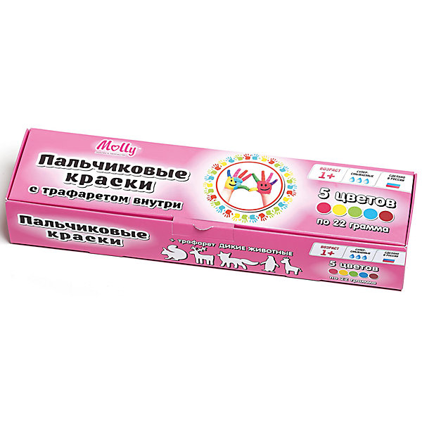Пальчиковые краски + трафарет Дикие животные, 5 цветов Пальчиковые краски + трафарет Дикие животные, 5 цветовПальчиковые краски<br>Пальчиковые краски + трафарет Дикие животные, 5 цветов.<br><br>Характеристики:<br><br>• Для детей в возрасте: от 1 года<br>• В наборе: 5 разноцветных баночек с краской по 22 мл, трафарет Дикие животные<br>• Цвета: красный, желтый, зеленый, синий, коричневый<br>• Состав: пищевой краситель, целлюлозный загуститель, глицерин, мел, консервант косметический, вода питьевая<br>• Упаковка: картонная коробка<br>• Размер упаковки: 24х6х4 см.<br><br>Краски изготовлены из натуральных ингредиентов, нетоксичны и полностью безопасны для ребенка. Благодаря своему составу они отлично смываются с рук и отстирываются с одежды, а их консистенция позволяет смешивать различные цвета, получая новые уникальные оттенки. В набор включен трафарет, с помощью которого юный художник сможет дополнить свои композиции рисунками диких животных.<br><br>Пальчиковые краски + трафарет Дикие животные, 5 цветов можно купить в нашем интернет-магазине.<br><br>Ширина мм: 240<br>Глубина мм: 600<br>Высота мм: 400<br>Вес г: 120<br>Возраст от месяцев: 36<br>Возраст до месяцев: 2147483647<br>Пол: Унисекс<br>Возраст: Детский<br>SKU: 5519359