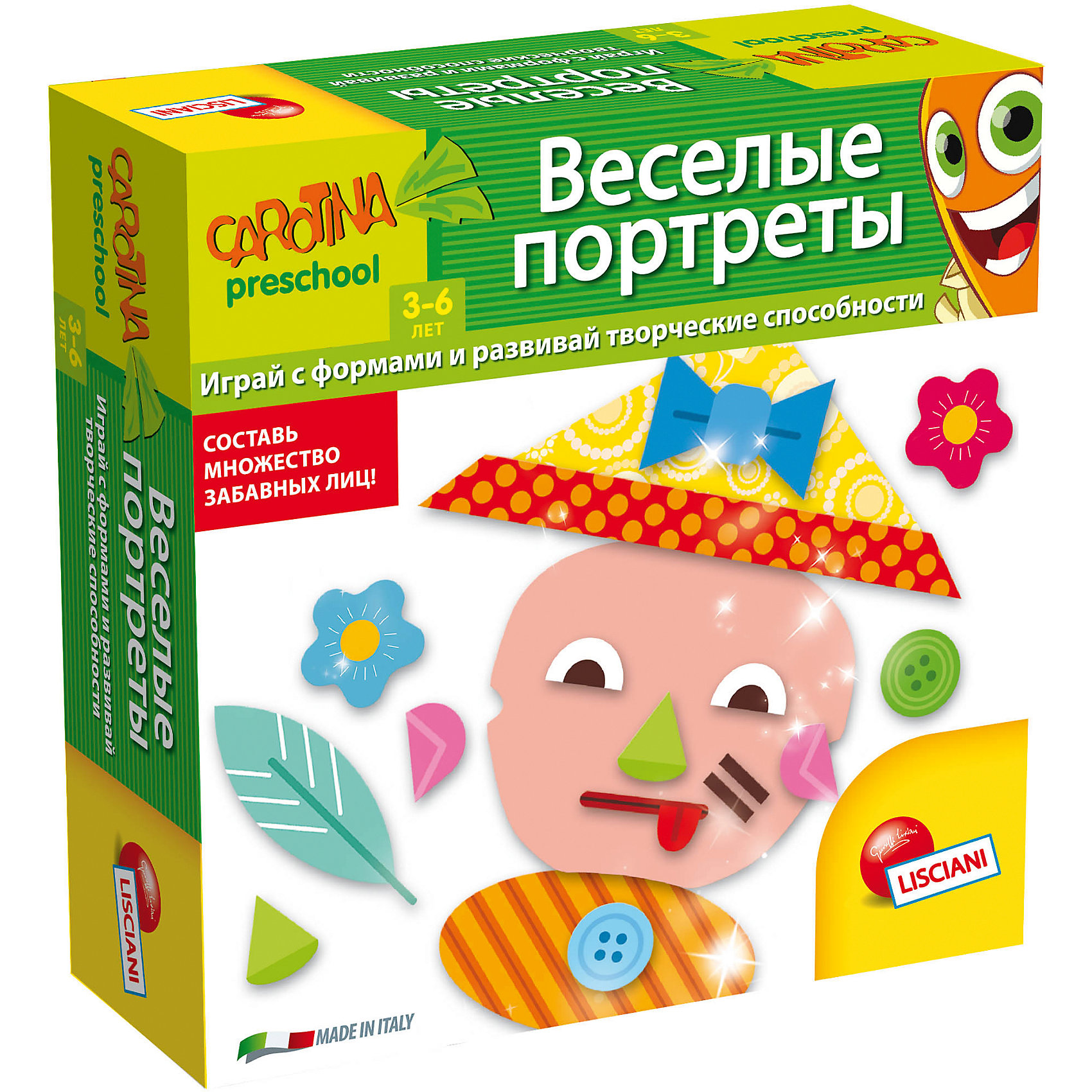 Обучающая игра Веселые портреты, Lisciani Обучающая игра Веселые портреты, LiscianiРазвивающие игры<br>Обучающая игра Весёлые портреты, Lisciani<br><br>Характеристики:<br><br>• В набор входит: 6 наборов с портретами, 72 буквы, инструкция<br>• Размер упаковки: 18х5х18 см.<br>• Состав: картон, бумага<br>• Вес: 420 г.<br>• Для детей в возрасте: от 3 лет<br>• Страна производитель: Италия<br><br>Целых шесть наборов весёлых портретов, которые можно комбинировать на своё усмотрение, создавая новых и новых персонажей. Теперь можно учить части лица и развивать воображение! Занимаясь с этими играми дети смогут развивать память, внимательность, логическое и пространственное мышление, моторику рук, усидчивость, терпение и просто весело и с пользой проведут время! <br><br>Обучающую игру Весёлый портреты, Lisciani можно купить в нашем интернет-магазине.<br><br>Ширина мм: 177<br>Глубина мм: 177<br>Высота мм: 55<br>Вес г: 416<br>Возраст от месяцев: 36<br>Возраст до месяцев: 2147483647<br>Пол: Унисекс<br>Возраст: Детский<br>SKU: 5522894