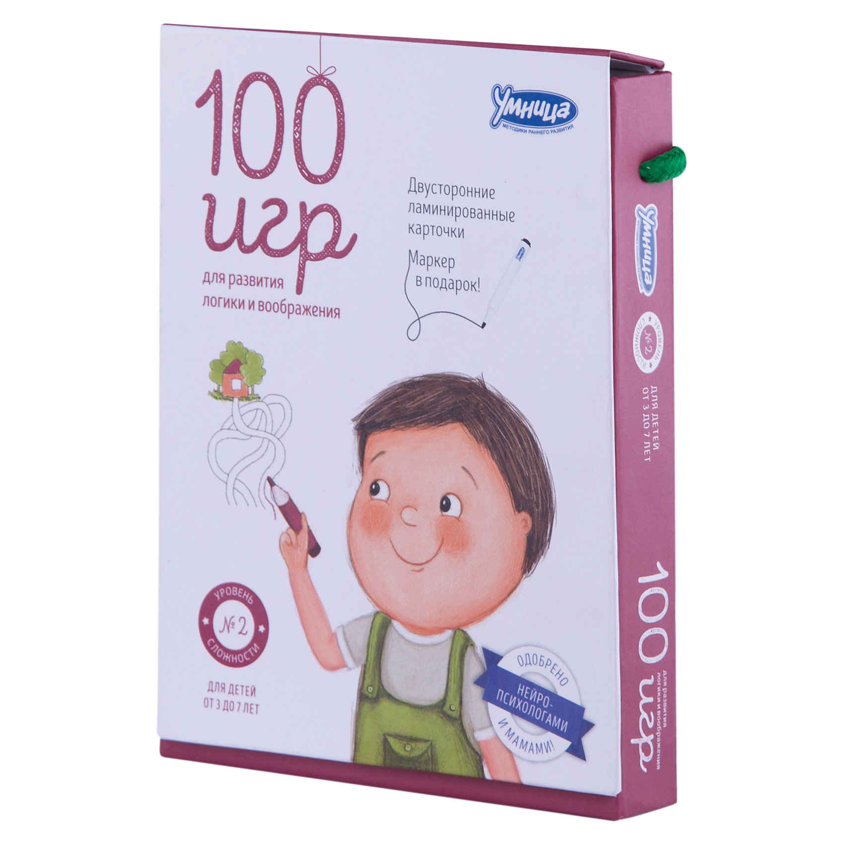 Карточки 100 игр, Уровень 3 Карточки 100 игр, Уровень 3Умница<br>Характеристики:<br><br>• Вид игр: обучающие, развивающие<br>• Серия: Развивающие карточки<br>• Материал: картон, пластик<br>• Комплектация: 50 двухсторонних карточек, маркер, методические рекомендации родителям<br>• Размеры карточек (В*Ш): 15*11 см<br>• Тип упаковки: картонная коробка<br>• Размеры упаковки (Д*Ш*В): 11,5*15,5*30 см<br>• Вес в упаковке: 340 г<br><br>Карточки 100 игр, Уровень 3 состоят из 50 двухсторонних карточек с разнообразными заданиями, направленными на развитие внимания, логического мышления, зрительной памяти. Среди заданий: дорисуй картинку, выбери путь, найди отличия, найди указанные предметы и т.д. Для выполнения заданий в комплекте предусмотрен маркер, который легко стирается с поверхности.<br><br>Карточки 100 игр, Уровень 3 можно купить в нашем интернет-магазине.<br><br>Ширина мм: 115<br>Глубина мм: 155<br>Высота мм: 300<br>Вес г: 340<br>Возраст от месяцев: 36<br>Возраст до месяцев: 2147483647<br>Пол: Унисекс<br>Возраст: Детский<br>SKU: 5523168