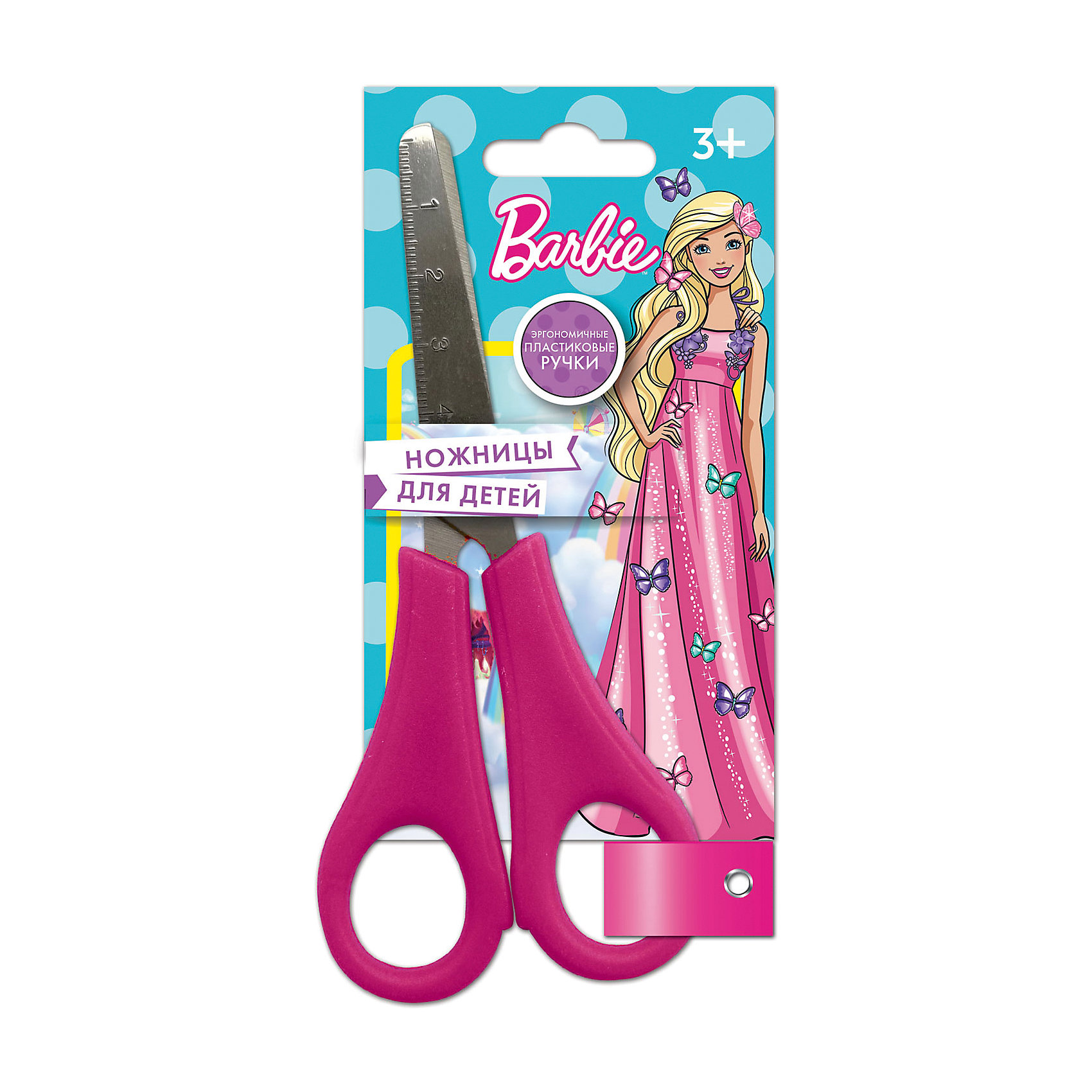 Детские ножницы 13 см, с блистером Barbie, Mattel Детские ножницы 13 см, с блистером Barbie, MattelШкольные аксессуары<br>Детские ножницы 13 см, с блистером. Блистер открытый. Можно проверить работу ножниц не доставая из упаковки. Пластиковые ручки, безопасно скругленные лезвия, с дизайном Mattel Barbie<br><br>Ширина мм: 15<br>Глубина мм: 1<br>Высота мм: 70<br>Вес г: 26<br>Возраст от месяцев: 36<br>Возраст до месяцев: 144<br>Пол: Унисекс<br>Возраст: Детский<br>SKU: 5525064