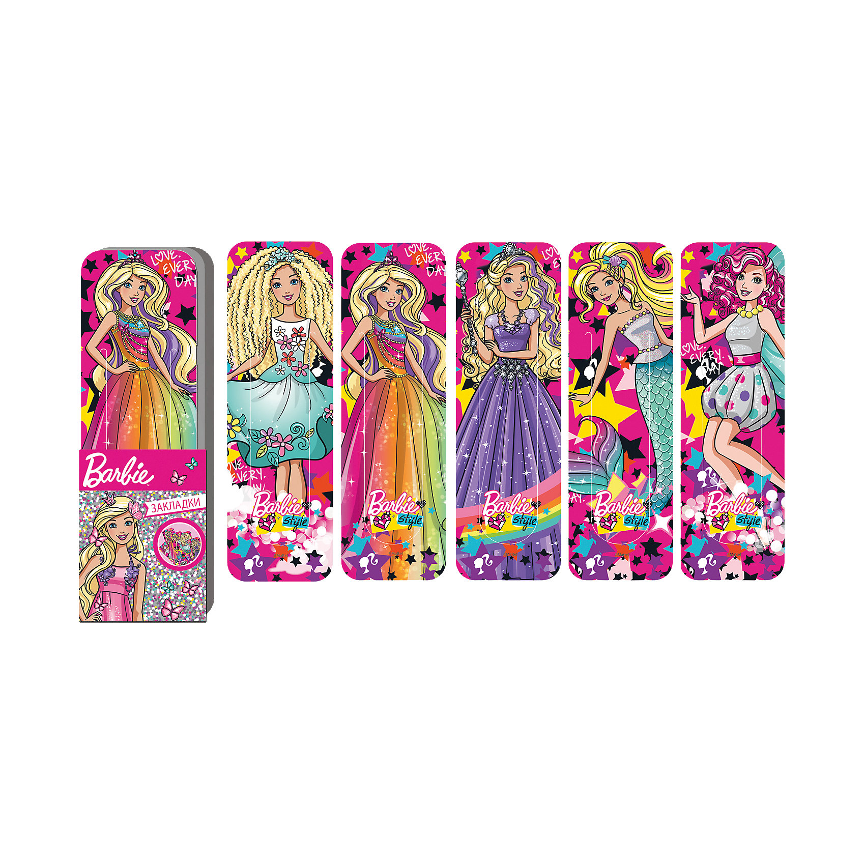Набор закладок фигурных Barbie, 5 шт., Limpopo Набор закладок фигурных Barbie, 5 шт., LimpopoBarbie<br>Набор из 5 пластиковых закладок. Резная интересная форма закладок. Есть дополнительный фиксатор страницы. Верхнюю часть закладки ( сам дизайн) всегда видно.<br><br>Ширина мм: 190<br>Глубина мм: 600<br>Высота мм: 300<br>Вес г: 18<br>Возраст от месяцев: 36<br>Возраст до месяцев: 168<br>Пол: Женский<br>Возраст: Детский<br>SKU: 5528380