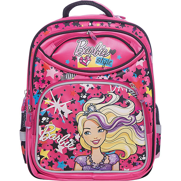 Рюкзак Barbie, Limpopo Рюкзак Barbie, LimpopoBarbie<br>2 боковых кармана, 2 передних кармана<br>- Прорезиненная ручка, петля для подвеса<br>- Надежное крепление ручки, зигзагообразная прошивка и металическая заклёпка<br>- Крепление ручек на тесьму с прошивкой крест на крест<br>- 3 отделения<br>- брендированные нашивки и фирменные брелоки<br>- Эргономичная спинка<br>- Регулируемые лямки<br>- световозвращающие элементы по всему периметру рюкзака<br><br>Ширина мм: 390<br>Глубина мм: 340<br>Высота мм: 200<br>Вес г: 920<br>Возраст от месяцев: 72<br>Возраст до месяцев: 168<br>Пол: Женский<br>Возраст: Детский<br>SKU: 5528382