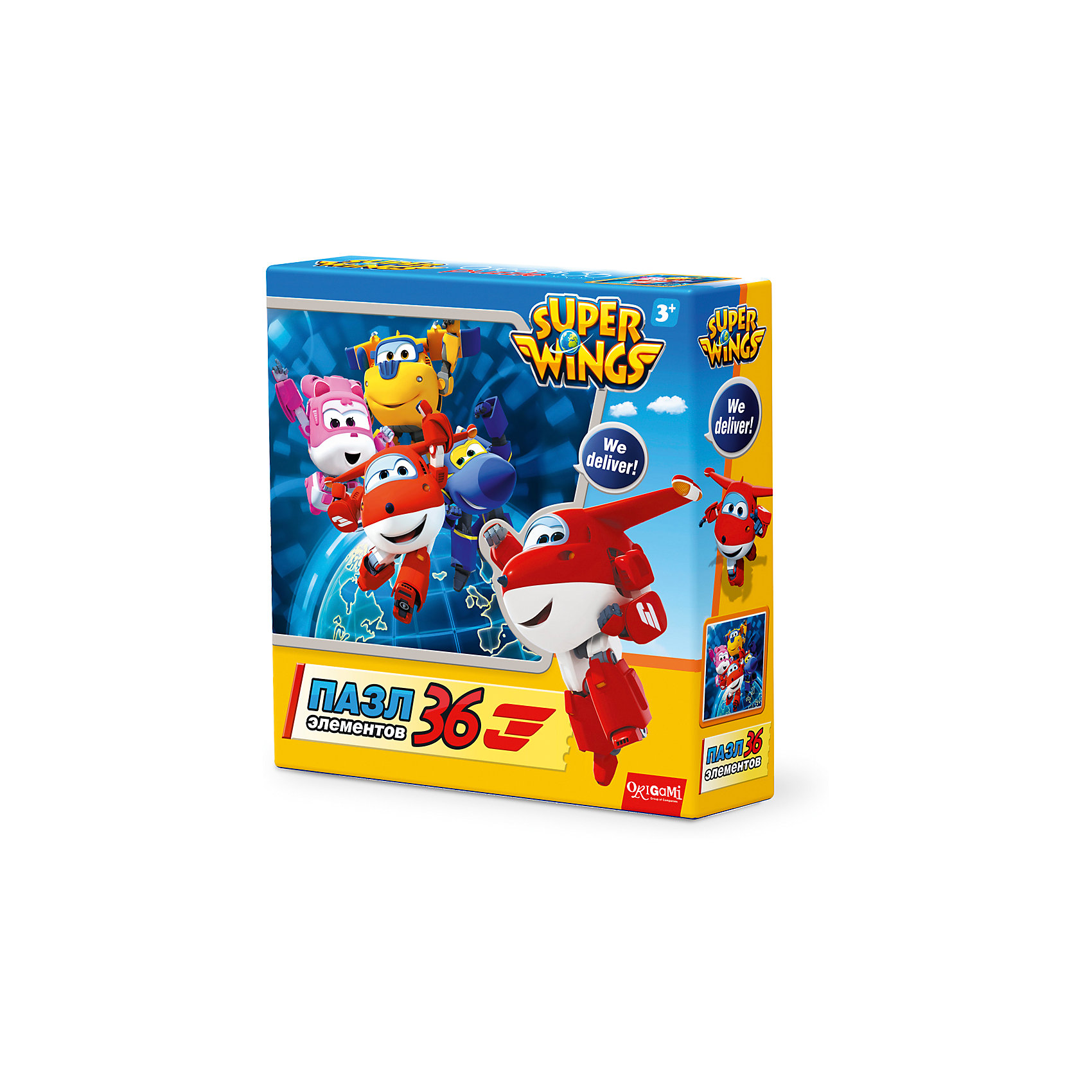 Пазл We deliver!, Super Wings, Origami Пазл We deliver!, Super Wings, OrigamiПазлы для малышей<br>Пазл 36 элементов. Комплектность: поле (220х220). Рекомендованный возраст 3+.<br><br>Ширина мм: 150<br>Глубина мм: 45<br>Высота мм: 150<br>Вес г: 100<br>Возраст от месяцев: 36<br>Возраст до месяцев: 72<br>Пол: Унисекс<br>Возраст: Детский<br>SKU: 5528430