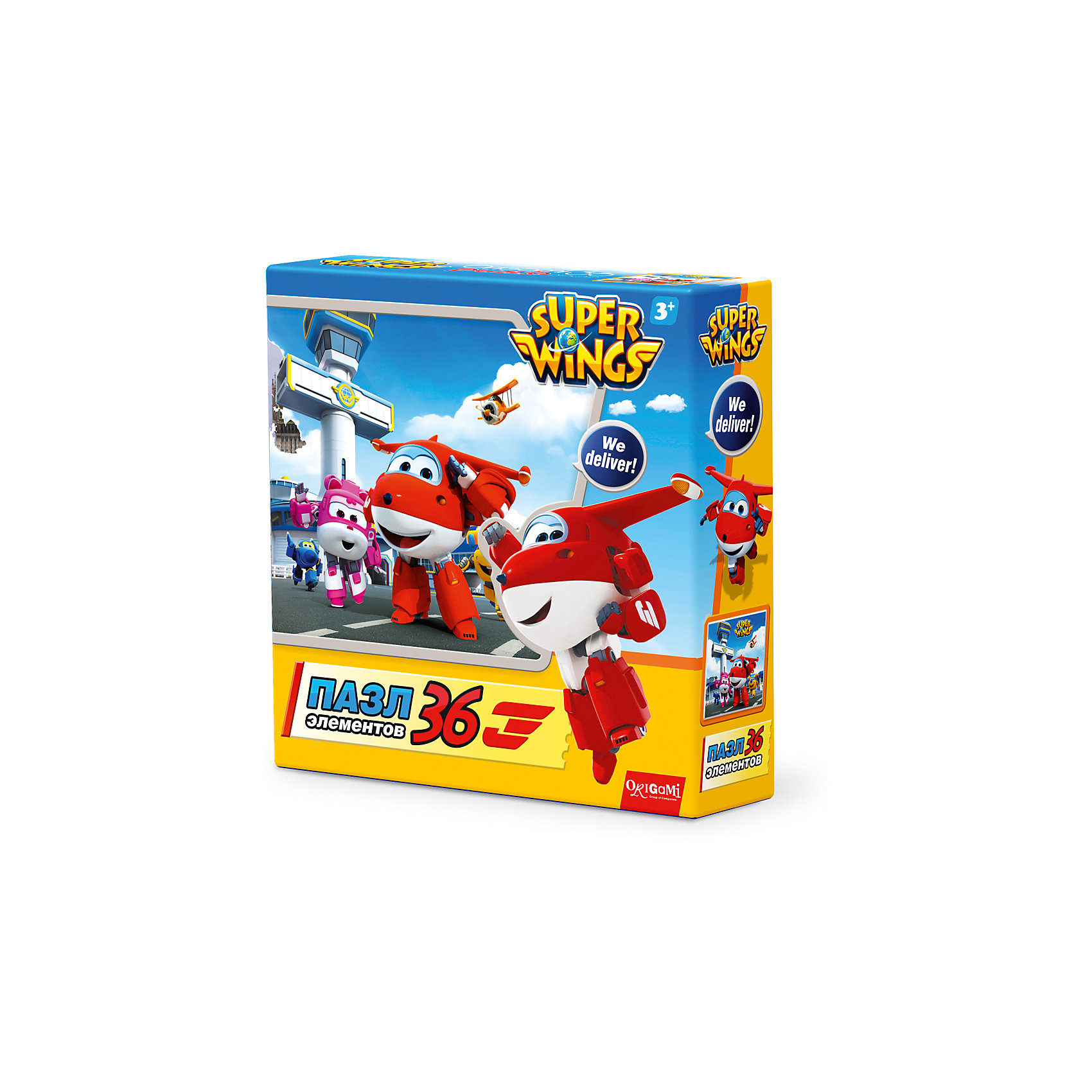 Пазл Джетт и команда, Super Wings, Origami Пазл Джетт и команда, Super Wings, OrigamiПазлы для малышей<br>Пазл Джетт и команда, Super Wings, Origami<br><br>Характеристики:<br><br>• Количество деталей: 36 шт.<br>• Размер упаковки: 15 * 4,5 * 15 см.<br>• Размер готовой картинки: 21 * 21 см.<br>• Состав: картон<br>• Вес: 100 г.<br>• Для детей в возрасте: от 3 до 6 лет<br>• Страна производитель: Россия<br><br>Лицензионный пазл с оригинальным дизайном соответствует высоким стандартам, которые подтверждены сертификатами качества. Пазл отлично собирается, некоторые части картинки повторяются по цвету, это сделает сборку немного сложнее и интереснее. Закончив сборку вы можете склеить кусочки превратив пазл в красивую картину, или можете разобрать его и снова собрать позже.<br><br>Пазл Джетт и команда, Super Wings, Origami можно купить в нашем интернет-магазине.<br><br>Ширина мм: 150<br>Глубина мм: 45<br>Высота мм: 150<br>Вес г: 100<br>Возраст от месяцев: 36<br>Возраст до месяцев: 72<br>Пол: Унисекс<br>Возраст: Детский<br>SKU: 5528432