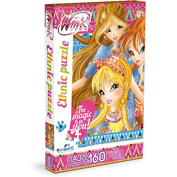 Пазл Магия в тебе, Winx Club, Origami Пазл Магия в тебе, Winx Club, OrigamiПазлы для малышей<br>Пазл Магия в тебе, Winx Club, Origami<br><br>Характеристики:<br><br>• Количество деталей: 160 шт.<br>• Размер упаковки: 26,5 * 3,5 * 17,5 см.<br>• Размер готовой картинки: 22 * 33 см.<br>• Состав: картон<br>• Вес: 120 г.<br>• Для детей в возрасте: от 3 до 6 лет<br>• Страна производитель: Россия<br><br>На картинке изображены любимые героини: Блум, Флора и Стелла в красивых этнических нарядах. Лицензионный пазл с оригинальным дизайном соответствует высоким стандартам, которые подтверждены сертификатами качества. Пазл отлично собирается, некоторые части картинки повторяются по цвету, это сделает сборку немного сложнее и интереснее. Закончив сборку вы можете склеить кусочки превратив пазл в красивую картину, или можете разобрать его и снова собрать позже.<br><br>Пазл Магия в тебе, Winx Club, Origami можно купить в нашем интернет-магазине<br><br>Ширина мм: 265<br>Глубина мм: 35<br>Высота мм: 175<br>Вес г: 120<br>Возраст от месяцев: 36<br>Возраст до месяцев: 72<br>Пол: Унисекс<br>Возраст: Детский<br>SKU: 5528439