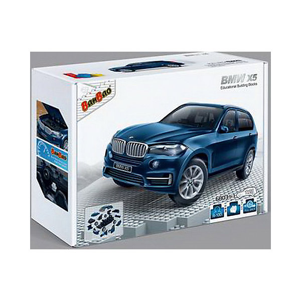 Конструктор Машина BMW X5, синий цвет, 1:28, BanBao Конструктор Машина BMW X5, синий цвет, 1:28, BanBaoПластмассовые конструкторы<br>Характеристики:<br><br>• тип игрушки: конструктор;<br>• возраст: от 5 лет;<br>• количество деталей: 98 шт; <br>• размер: 28х19х6 см;<br>• бренд: BanBao;<br>• упаковка: картонная коробка;<br>• материал: пластик.<br><br>Конструктор «Машина BMW X5» синий, 1:28, 98 дет., BanBao познакомит ребенка с интересным занятием. В набор входят элементы в количестве 61 штук, которые легко стыкуются между собой креплению. Детали сделаны из нетоксичного пластика и отличаются высокой прочностью и износоустойчивостью.<br><br>Из многочисленных деталей конструктора ребёнок сможет собрать уменьшенную копию настоящего автомобиля BMW X5. Модель повторяет все внешние особенности реального прототипа и исполнена в масштабе 1:28. Модель снабжена инерционным механизмом и функциональными колёсами, что позволяет ей перемещаться по поверхности. <br><br>Занятия с конструктором развивают концентрацию внимания, усидчивость, логическое и пространственное мышление, а также совершенствуют моторику рук. Этот набор подойдет для детей от 5 лет и старше.<br><br>Конструктор «Машина BMW X5» синий, 1:28, 98 дет., BanBao можно купить в нашем интернет-магазине.<br><br>Ширина мм: 265<br>Глубина мм: 185<br>Высота мм: 80<br>Вес г: 500<br>Возраст от месяцев: 60<br>Возраст до месяцев: 1188<br>Пол: Мужской<br>Возраст: Детский<br>SKU: 5528490
