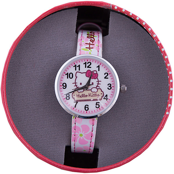 Часы наручные аналоговые, Hello Kitty Часы наручные аналоговые, Hello KittyАксессуары<br>Эксклюзивные наручные аналоговые часы торговой марки Hello Kitty выполнены по индивидуальному дизайну ООО «Детское Время» и лицензии компании Sanrio. Обилие деталей - декоративных элементов (страз, мерцающих ремешков), надписей, уникальных изображений - делают изделие тщательно продуманным творением мастеров. Часы имеют высококачественный японский кварцевый механизм и отличаются надежностью и точностью хода. Часы водоустойчивы и обладают достаточной герметичностью, чтобы спокойно перенести случайный и незначительный контакт с жидкостями (дождь, брызги), но они не предназначены для плавания или погружения в воду. Циферблат защищен от повреждений прочным минеральным стеклом. Корпус часов выполнен из стали, задняя крышка из нержавеющей стали. Материал браслета: искусственная кожа. Единица товара упаковывается в стильную подарочную коробочку. Неповторимый стиль с изобилием насыщенных и в тоже время нежных гамм; надежность и прочность изделия позволяют говорить о нем только в превосходной степени!<br><br>Ширина мм: 55<br>Глубина мм: 10<br>Высота мм: 240<br>Вес г: 21<br>Возраст от месяцев: 36<br>Возраст до месяцев: 72<br>Пол: Женский<br>Возраст: Детский<br>SKU: 5529327