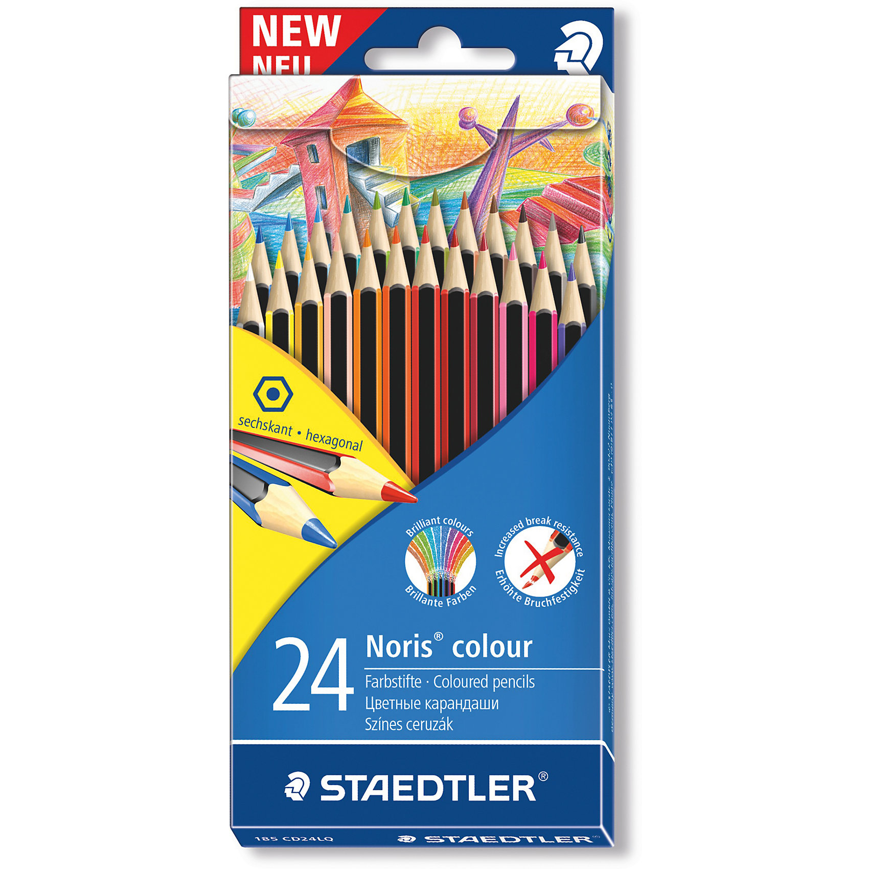 Карандаш цветной Noris Colour, набор 24 цвета, Wopex Карандаш цветной Noris Colour, набор 24 цвета, WopexПисьменные принадлежности<br>Цветные карандаши Noris® Color 185 из инновационного материала Wopex. Сделаны из нового природного волокнистого материала: 70% древесины + пластиковый композит. Высокое качество письма, рисования, эскизов. Нескользящая, бархатистая поверхность; особенно ударопрочный корпус и грифель; гладкое письмо. Инновационный, однородный материал Wopex обеспечивает исключительно гладкую и ровную заточку с любым качеством точилки. Текст и рисунки легко стереть. Картонная упаковка - 24 цвета. Карандаши уложены в 2 ряда.<br><br>Ширина мм: 196<br>Глубина мм: 90<br>Высота мм: 170<br>Вес г: 214<br>Возраст от месяцев: 36<br>Возраст до месяцев: 2147483647<br>Пол: Унисекс<br>Возраст: Детский<br>SKU: 5529978