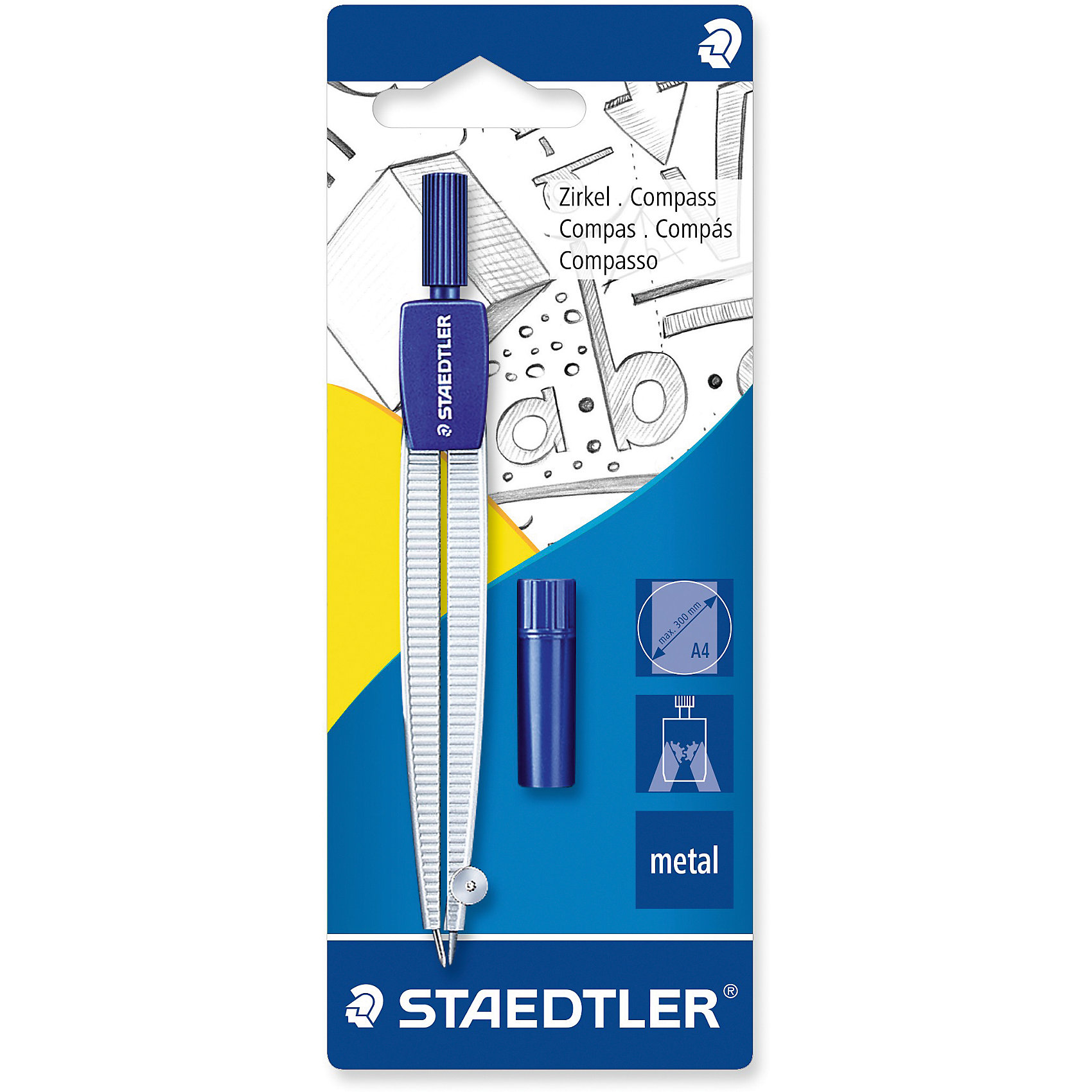 Циркуль Noris Club, диаметр-30см, Staedtler Циркуль Noris Club, диаметр-30см, StaedtlerЧертежные принадлежности<br>Циркуль Noris Club® 550 в картонной упаковке. Точный циркуль для первых занятий черчением в школе с безопасной тупоугольной иглой. Максимальный диаметр окружности приблизительно 300 мм. Длина 124 мм.<br><br>Ширина мм: 166<br>Глубина мм: 66<br>Высота мм: 150<br>Вес г: 340<br>Возраст от месяцев: 84<br>Возраст до месяцев: 2147483647<br>Пол: Унисекс<br>Возраст: Детский<br>SKU: 5530010