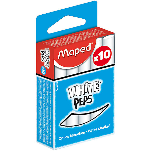 Мел WHITEPEPS белый, для детей, 10 шт., MAPED Мел WHITEPEPS белый, для детей, 10 шт., MAPEDМелки для асфальта<br>Мел WHITEPEPS белый, для детей, 10 шт., MAPED (МАПЕД).<br><br>Характеристики:<br><br>• Для детей в возрасте: от 3 лет<br>• В наборе: 10 белых мелков<br>• Длина мелка: 8 см.<br>• Диаметр мелка: 1 см.<br>• Упаковка: картонная коробка с европодвесом<br>• Размер упаковки: 84 х 53 х 23 мм.<br>• Вес: 104 гр.<br><br>Мел WHITEPEPS от MAPED (МАПЕД) отлично подойдет для дома и школы. В наборе 10 белых мелков. Мелки легко и мягко пишут, не крошатся. Не пачкают руки и оставляют минимум пыли. Круглая форма позволяет чертить и рисовать без напряжения руки. Высокая прочность и премиальное качество. Специальная формула без грязи. Товар соответствует требованиям безопасности продукции.<br><br>Мел WHITEPEPS белый, для детей, 10 шт., MAPED (МАПЕД) можно купить в нашем интернет-магазине.<br><br>Ширина мм: 104<br>Глубина мм: 51<br>Высота мм: 22<br>Вес г: 107<br>Возраст от месяцев: 36<br>Возраст до месяцев: 2147483647<br>Пол: Унисекс<br>Возраст: Детский<br>SKU: 5530043