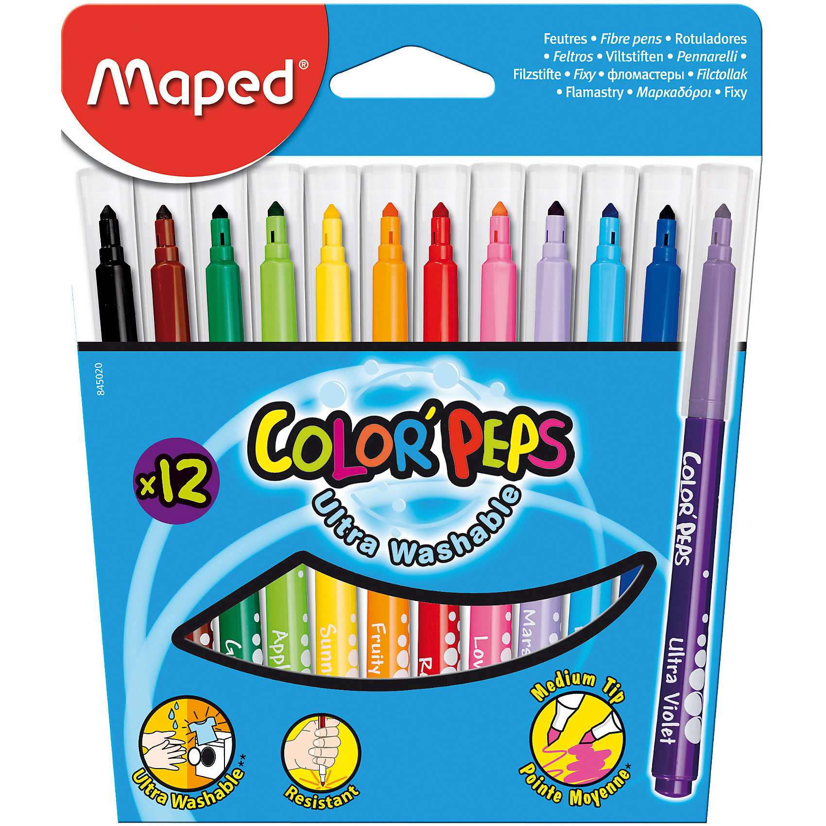 Фломастеры COLORPEPS, 12 цветов, MAPED Фломастеры COLORPEPS, 12 цветов, MAPEDПисьменные принадлежности<br>Фломастеры COLORPEPS, 12 цветов, MAPED (МАПЕД).<br><br>Характеристики:<br><br>• Для детей в возрасте: от 3 лет<br>• В наборе: 12 разноцветных фломастеров<br>• Толщина линии: 3,6 мм.<br>• Материал корпуса: пластик<br>• Упаковка: картонная коробка с европодвесом<br>• Размер упаковки: 176х160х14 мм.<br>• Вес: 114 гр.<br><br>Фломастеры COLORPEPS предназначены для тонкого письма, раскрашивания и рисования. В наборе 12 фломастеров, ярких насыщенных цветов. Заблокированный пишущий узел обеспечивает долговременное использование даже при сильном нажатии. Универсальный конусовидный стержень позволяет рисовать как толстые, так и тонкие линии. Фломастеры оснащены вентилируемыми колпачками с эффективной системой закрытия. Корпус трехгранный. Суперсмываемые, смываются с помощью воды и мыла с любой ткани и кожи ребенка. Длительный срок службы.<br><br>Фломастеры COLORPEPS, 12 цветов, MAPED (МАПЕД) можно купить в нашем интернет-магазине.<br><br>Ширина мм: 175<br>Глубина мм: 150<br>Высота мм: 13<br>Вес г: 137<br>Возраст от месяцев: 36<br>Возраст до месяцев: 2147483647<br>Пол: Унисекс<br>Возраст: Детский<br>SKU: 5530061