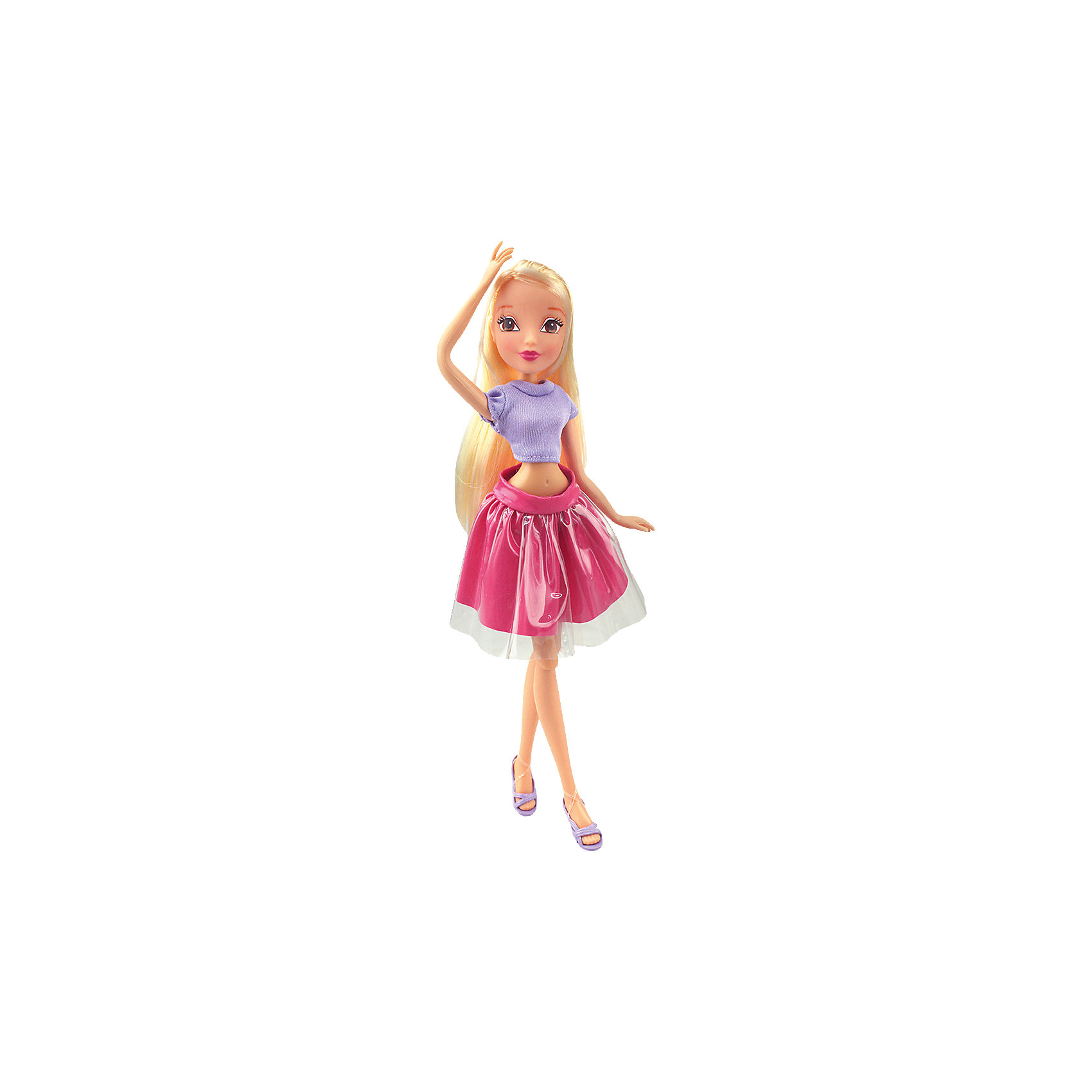 Кукла Стелла Городская магия-2, Winx Club Кукла Стелла Городская магия-2, Winx ClubКуклы-модели<br>Характеристики товара:<br><br>• возраст: от 3 лет;<br>• материал: пластик, текстиль;<br>• в комплекте: кукла, наряд, крылья;<br>• высота куклы: 27 см;<br>• размер упаковки: 25х15х10 см;<br>• вес упаковки: 220 гр.;<br>• страна производитель: Китай.<br><br>Кукла Стелла «Городская магия-2» Winx Club создана по мотивам известного мультсериала «Клуб Винкс: Школа волшебниц» про очаровательных фей-волшебниц. Стелла — лучшая подруга главной героини Блум, с которой она любит смотреть комедии, устраивать вечеринки и ходить по магазинам. <br><br>У феи выразительные карие глаза и мягкие светлые волосы, которые можно расчесывать, заплетать и украшать. Одета Стелла в фиолетовый топ и розовую пышную юбку. У куклы несколько точек артикуляции. Руки сгибаются в локтях и плечах, ноги в бедрах и коленях. В комплекте крылышки для девочки на резинке, которые позволяет ей придумать себе волшебный образ на праздник или день рождение. <br><br>Куклу Стеллу «Городская магия-2» Winx Club можно приобрести в нашем интернет-магазине.<br><br>Ширина мм: 150<br>Глубина мм: 250<br>Высота мм: 100<br>Вес г: 25<br>Возраст от месяцев: 36<br>Возраст до месяцев: 2147483647<br>Пол: Женский<br>Возраст: Детский<br>SKU: 5532628