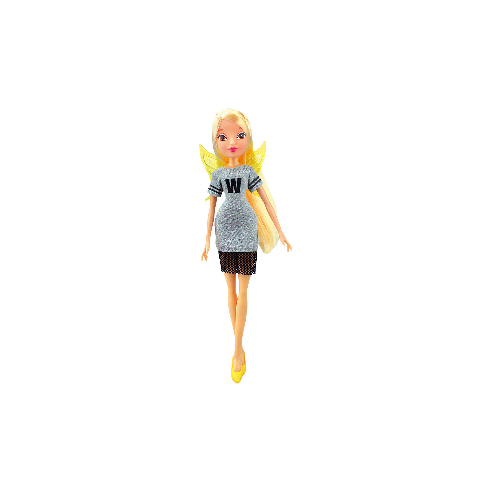 Кукла Стелла Мода и магия-3, Winx Club Кукла Стелла Мода и магия-3, Winx ClubКуклы-модели<br>Характеристики товара:<br><br>• возраст: от 3 лет;<br>• материал: пластик, текстиль;<br>• в комплекте: кукла, платье, крылья;<br>• высота куклы: 28 см;<br>• размер упаковки: 25х20х10 см;<br>• вес упаковки: 167 гр.;<br>• страна производитель: Китай.<br><br>Кукла Стелла «Мода и магия-3» Winx Club создана по мотивам известного мультсериала «Клуб Винкс: Школа волшебниц» про очаровательных фей-волшебниц. Стелла — лучшая подруга главной героини Блум, с которой она любит смотреть комедии, устраивать вечеринки и ходить по магазинам. <br><br>У феи выразительные карие глаза и мягкие светлые волосы, которые можно расчесывать, заплетать и украшать. Одета Стелла в спортивное серое платье с буквой W. Дополняют образ куколки желтые крылышки на спине. У куклы несколько точек артикуляции. Руки сгибаются в локтях и плечах, ноги в бедрах и коленях. <br><br>Куклу Стеллу «Мода и магия-3» Winx Club можно приобрести в нашем интернет-магазине.<br><br>Ширина мм: 200<br>Глубина мм: 250<br>Высота мм: 100<br>Вес г: 167<br>Возраст от месяцев: 36<br>Возраст до месяцев: 2147483647<br>Пол: Женский<br>Возраст: Детский<br>SKU: 5532635