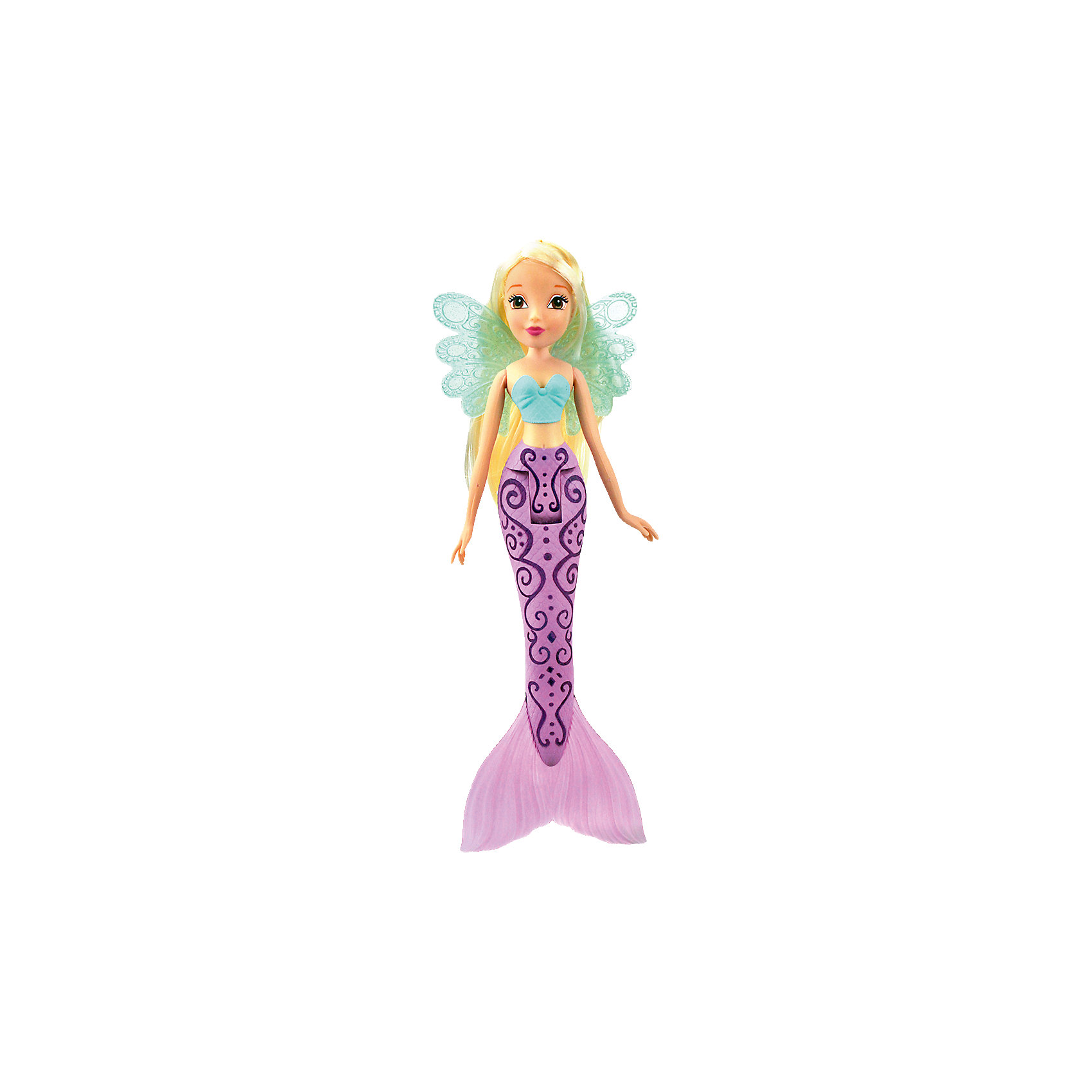 Кукла Стелла Русалочка-2, Winx Club Кукла Стелла Русалочка-2, Winx ClubИгрушки<br>Характеристики товара:<br><br>• возраст: от 3 лет;<br>• материал: пластик, текстиль;<br>• в комплекте: кукла, крылья, расческа;<br>• высота куклы: 28 см;<br>• размер упаковки: 35х15х6 см;<br>• вес упаковки: 240 гр.;<br>• страна производитель: Китай.<br><br>Кукла Стелла «Русалочка-2» Winx Club создана по мотивам известного мультсериала «Клуб Винкс: Школа волшебниц» про очаровательных фей-волшебниц. Стелла — лучшая подруга главной героини Блум, с которой она любит смотреть комедии, устраивать вечеринки и ходить по магазинам. <br><br>У феи карие выразительные глаза и светлые волосы. Она предстает в образе русалочки с фиолетовым хвостом, украшенным узорами. Хвост феи волшебный, так как при прикосновении с водой он меняет свой цвет. Руки и хвост куклы подвижны.<br><br>Куклу Стеллу «Русалочка-2» Winx Club можно приобрести в нашем интернет-магазине.<br><br>Ширина мм: 60<br>Глубина мм: 350<br>Высота мм: 150<br>Вес г: 240<br>Возраст от месяцев: 36<br>Возраст до месяцев: 2147483647<br>Пол: Женский<br>Возраст: Детский<br>SKU: 5532639