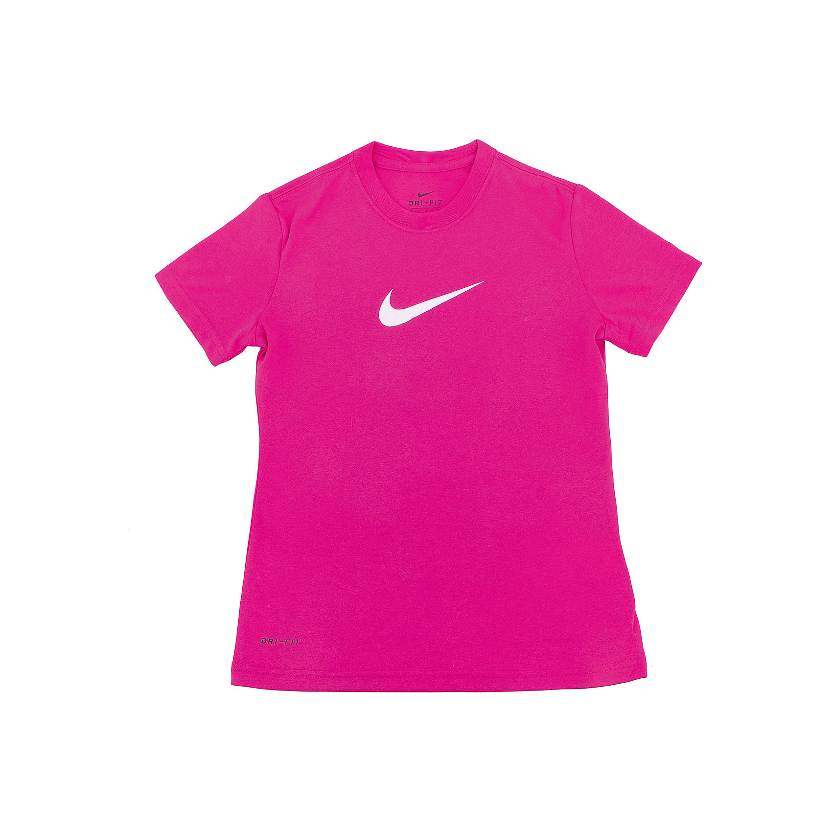 Футболка NIKE Футболка NIKEСпортивная форма<br>Характеристики товара:<br><br>• цвет: розовый<br>• спортивный стиль<br>• состав: 100% полиэстер, материал Dri-FIT<br>• ткань выводит лишнюю влагу<br>• комфортная посадка<br>• вырез горловины отделан изнутри мягким материалом<br>• короткие рукава<br>• принт<br>• машинная стирка<br>• износостойкий материал<br>• коллекция: весна-лето 2017<br>• страна бренда: США<br>• страна изготовитель: Индонезия<br><br>Продукция бренда NIKE известна высоким качеством и уникальным узнаваемым дизайном. Материал Dri-FIT, из которого сшито изделие, помогает создать для тела необходимую вентиляцию и вывод влаги.<br><br>Материал Dri-FIT также обеспечивает вещам долгий срок службы и отличный внешний вид даже после значительного количества стирок. Уход за изделием прост - достаточно машинной стирки на низкой температуре.<br><br>Легкий и эластичный материал создает комфортную посадку, вещь при этом смотрится очень стильно. Благодаря универсальному цвету она отлично смотрится с разной одеждой и обувью.<br><br>Футболку NIKE (Найк) можно купить в нашем интернет-магазине.<br><br>Ширина мм: 199<br>Глубина мм: 10<br>Высота мм: 161<br>Вес г: 151<br>Цвет: розовый<br>Возраст от месяцев: 168<br>Возраст до месяцев: 180<br>Пол: Унисекс<br>Возраст: Детский<br>Размер: 158,158/170,122/128,128/134,135/140<br>SKU: 5532696
