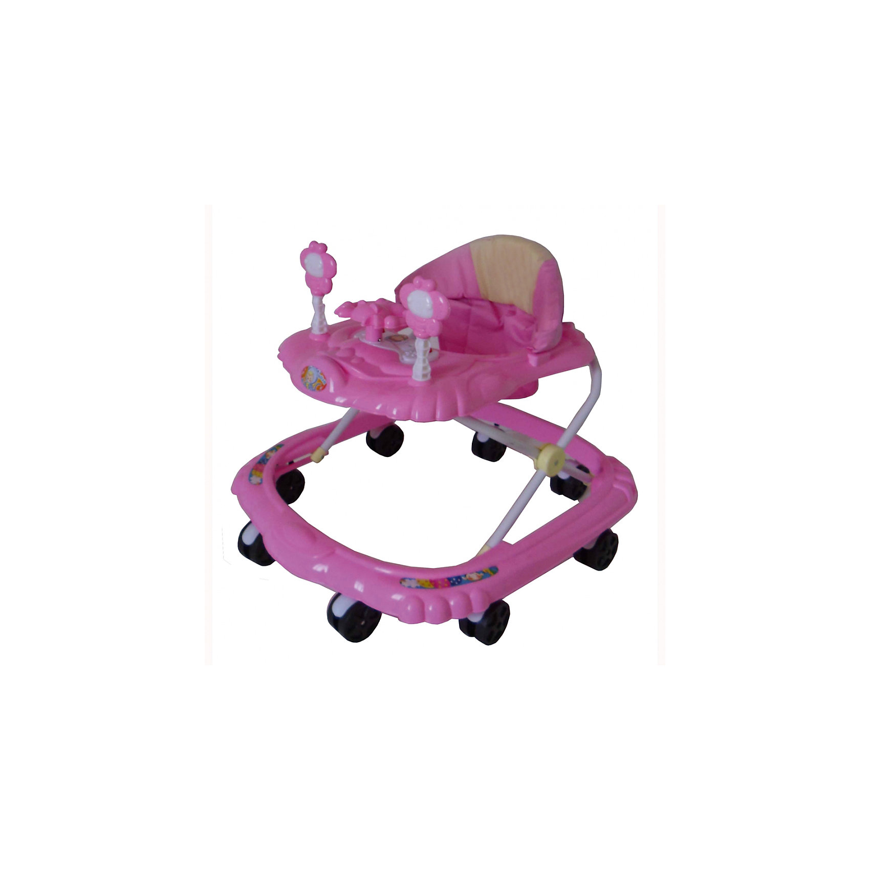 Ходунки Цветочки, Shine Ring, розовый Ходунки Цветочки, Shine Ring, розовыйХодунки<br>Характеристики товара:<br><br>• цвет: розовый<br>• возраст: от 6 мес.<br>• 8 поворотных колес<br>• съемная игровая панель<br>• музыкальное сопровождение<br>• мягкое сиденье<br>• 3 положения высоты<br>• 2 батарейки типа (AA) (в комплект не входит)<br>• размеры: 66x56x47см<br>• вес: 3,4кг<br>• страна производства: Китай<br><br>Ходунки Shine Ring - это отличное приобретение, которое поможет вашему малышу сделать свои первые шаги. <br><br>Большое количество поворотных колес прекрасно распределят вес малыша. <br><br>Широкое основание придает отличную устойчивость, что обезопасит вашего ребенка. <br><br>Съемная игровая панель сможет развить мелкую моторику. <br><br>Приятное мягкое сидение прочно крепится к раме и не будет доставлять дискомфорт во время использования.<br><br>Ходунки Цветочки, Shine Ring можно купить в нашем интернет-магазине.<br><br>Ширина мм: 670<br>Глубина мм: 600<br>Высота мм: 520<br>Вес г: 2600<br>Возраст от месяцев: 6<br>Возраст до месяцев: 12<br>Пол: Унисекс<br>Возраст: Детский<br>SKU: 5559224
