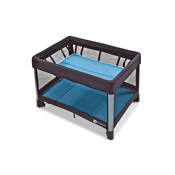 Манеж-кровать, 4moms, бриз голубой Манеж-кровать, 4moms, бриз голубойДетские манежи<br>Характеристики товара:<br><br>• возраст с рождения;<br>• максимальный рост ребенка 90 см;<br>• максимальная нагрузка на верхний уровень 8 кг;<br>• максимальная нагрузка на нижний уровень 16 кг;<br>• материал: текстиль, металл, пластик;<br>• в комплекте: манеж, подвесной уровень, 2 матраса, сумка для транспортировки;<br>• размер манежа 115,5х81х73,6 см;<br>• размер в сложенном виде 78х32х32 см;<br>• размер упаковки 79х32х32 см;<br>• вес упаковки 10,9 кг;<br>• страна производитель: США<br><br>Манеж-кровать 4moms Breeze голубой может использоваться и как кроватка для маленького малыша, и как игровой манеж для детей постарше. Стенки выполнены из сетчатого материала, обеспечивающего вентиляцию воздуха. Все углы манежа закрыты тканевыми накладками, чтобы избежать случайных травм. <br><br>Конструкция манежа отличается хорошей устойчивостью благодаря 4 ножкам и дополнительному упору по центру. Накладки на ножках не царапают напольное покрытие. Складывается манеж одной рукой, достаточно лишь потянуть за специальную петлю. В сложенном виде имеет компактные габариты, что позволяет хранить его дома, не занимая много места, или брать с собой в поездку.<br><br>Манеж-кровать, 4moms, бриз голубой можно приобрести в нашем интернет-магазине.<br><br>Ширина мм: 320<br>Глубина мм: 320<br>Высота мм: 790<br>Вес г: 10900<br>Возраст от месяцев: 0<br>Возраст до месяцев: 36<br>Пол: Унисекс<br>Возраст: Детский<br>SKU: 5572068