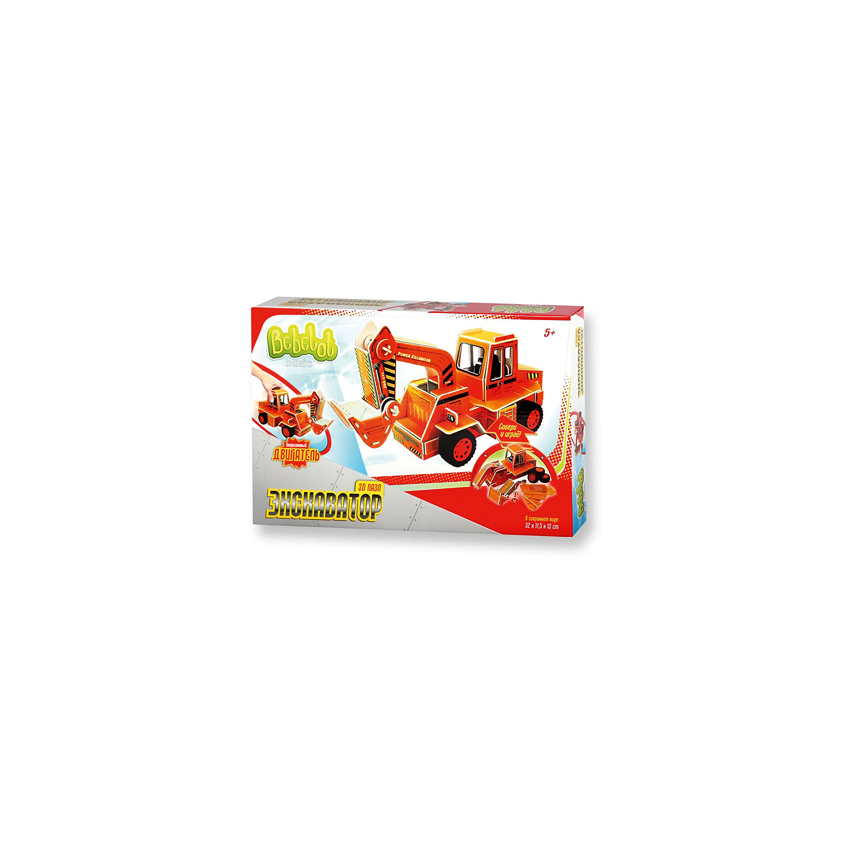 3D пазл Basic Экскаватор большой, Bebelot 3D пазл Basic Экскаватор большой, Bebelot3D пазлы<br>Характеристики товара:<br><br>• возраст от 3 лет;<br>• материал: пластик, картон, металл;<br>• в наборе: 4 листа пенокартона, 4 колеса, 2 оси, двигатель, инструкция;<br>• размер машины 32х13х11,5 см;<br>• размер упаковки 33х22х5 см;<br>• вес упаковки 360 гр.;<br>• страна производитель: Китай.<br><br>3D пазл Basic «Экскаватор большой» Bebelot позволит создать объемную модель экскаватора. Экскаватор работает на стройках. Машина работает от инерционного двигателя и ездит по поверхности. С ней можно придумывать сюжеты для игры, воображая себя работником на строительной площадке. Сборка пазла развивает у детей мышление, усидчивость, внимательность.<br><br>3D пазл Basic «Экскаватор большой» Bebelot можно приобрести в нашем интернет-магазине.<br><br>Ширина мм: 330<br>Глубина мм: 220<br>Высота мм: 50<br>Вес г: 360<br>Возраст от месяцев: 36<br>Возраст до месяцев: 72<br>Пол: Мужской<br>Возраст: Детский<br>SKU: 5581216