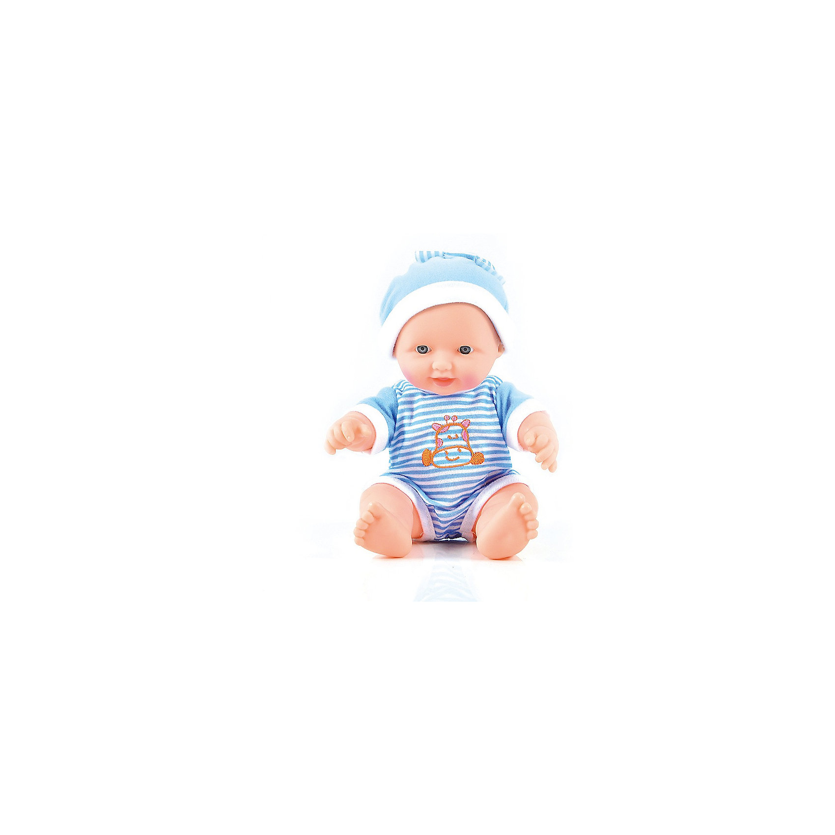 Пупс Смышлённый малыш, 24 см, DollyToy Пупс Смышлённый малыш, 24 см, DollyToyКуклы-пупсы<br>Характеристики товара:<br><br>• возраст от 3 лет;<br>• материал: пластик, текстиль;<br>• в комплекте: кукла;<br>• высота куклы 24 см;<br>• размер упаковки 20х15,5х11 см;<br>• вес упаковки 333 гр.;<br>• страна производитель: Китай.<br><br>Пупс «Смышленный малыш» DollyToy привьет девочке чувство заботы и ответственности. У карапуза добрые темные глазки. Он одет в голубой комбинезон и шапочку. С ним девочка может придумывать сюжеты для игры, заботясь о малыше, укладывая его спать.<br><br>Пупса «Смышленный малыш» DollyToy можно приобрести в нашем интернет-магазине.<br><br>Ширина мм: 155<br>Глубина мм: 110<br>Высота мм: 200<br>Вес г: 333<br>Возраст от месяцев: 36<br>Возраст до месяцев: 72<br>Пол: Женский<br>Возраст: Детский<br>SKU: 5581289
