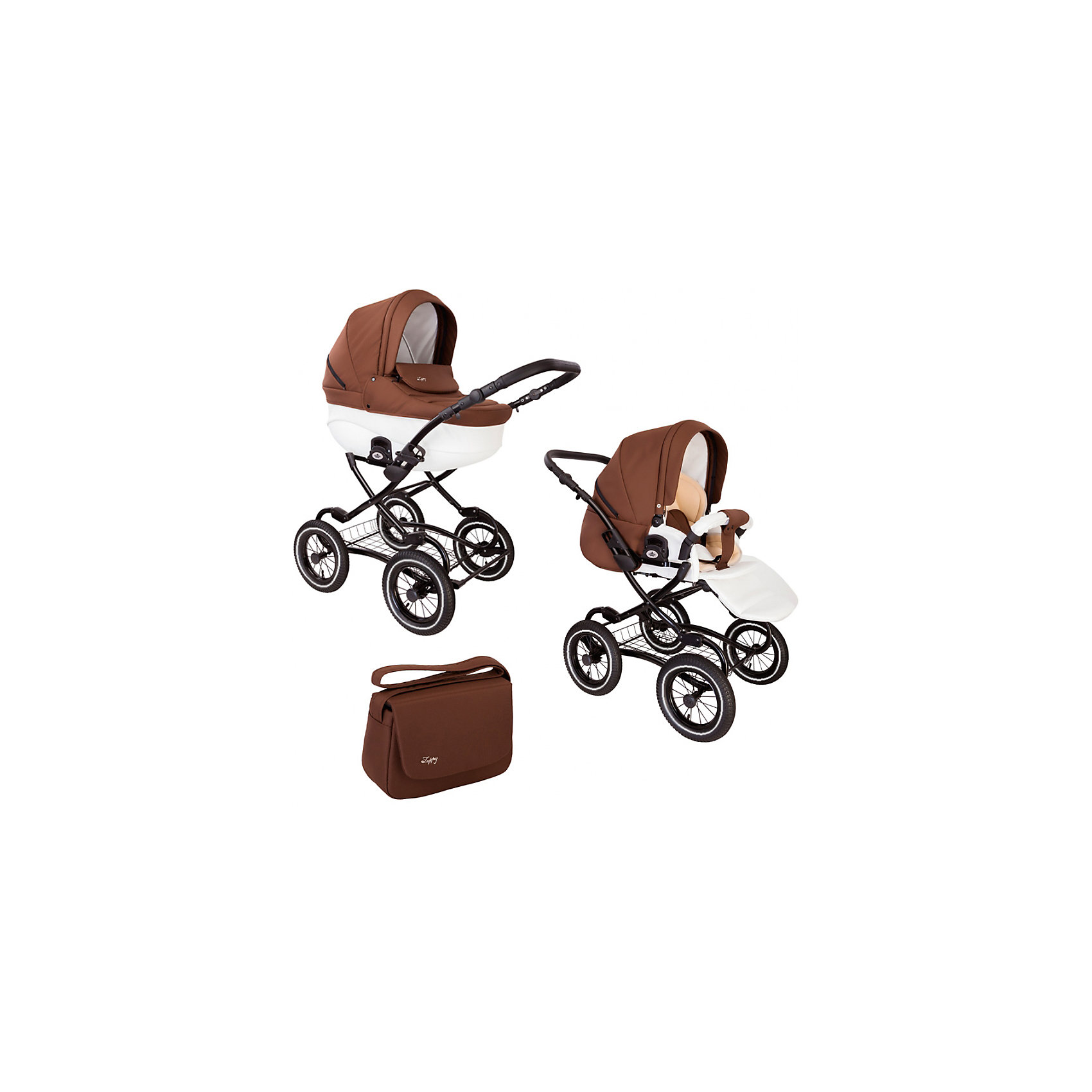 Коляска 2 в 1 Tutis Classic New кожа, белый/шоколад Коляска 2 в 1 Tutis Classic New кожа, белый/шоколадКоляски 2 в 1<br>Характеристики коляски 2 в 1 Tutis Classic New<br><br>Люлька:<br><br>• хлопковая обивка люльки;<br>• подголовник;<br>• функция качания, когда люлька стоит на полу;<br>• вентиляционные отверстия на дне люльки;<br>• размер люльки: 87x39x22 см;<br>• вес люльки: 4,5 кг;<br>• вес коляски с люлькой: 15,3 кг.<br><br>Прогулочный блок: <br><br>• регулируемый наклон спинки, горизонтальное положение;<br>• регулируемая подножка;<br>• съемный бампер, мягкий разделитель для ножек;<br>• реверсивный прогулочный блок: положение «лицом к лицу», «лицом к дороге»;<br>• глубокий капюшон;<br>• размер прогулочного блока: 95x40x24 см;<br>• вес: 4,9 кг;<br>• вес коляски с прогулочным блоком: 15,7 кг.<br><br>Рама коляски:<br><br>• регулируемая по высоте ручка коляски;<br>• надувные колеса большого диаметра;<br>• металлическая корзина для покупок;<br>• компактное складывание «книжкой»;<br>• размер коляски в сложенном виде: 89x60x38 см;<br>• вес шасси с колесами: 10,8 кг;<br>• ширина колесной базы: 60 см.<br><br>Дополнительные аксессуары, которые входят в комплект:<br><br>• сумка для мамы;<br>• накидка на люльку;<br>• чехол на ножки;<br>• дождевик, москитная сетка;<br>• матрасик в люльку;<br>• инструкция. <br><br>Коляску 2 в 1 Classic New кожа, Tutis, белый/шоколад можно купить в нашем интернем-магазине.<br><br>Ширина мм: 920<br>Глубина мм: 600<br>Высота мм: 590<br>Вес г: 20800<br>Возраст от месяцев: 0<br>Возраст до месяцев: 36<br>Пол: Унисекс<br>Возраст: Детский<br>SKU: 5581864