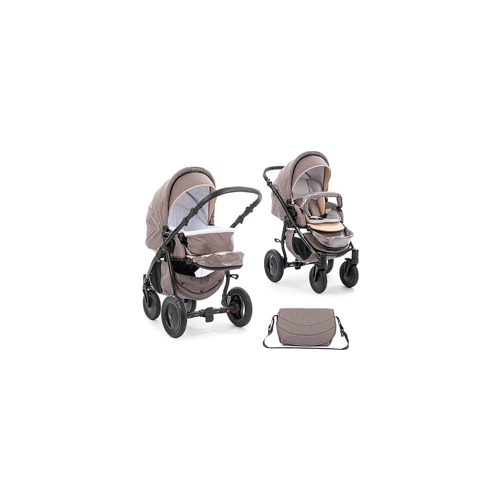 Коляска 2 в 1 Tutis Smart, серый/песочный Коляска 2 в 1 Tutis Smart, серый/песочныйКоляски 2 в 1<br>Характеристики коляски-трансформер Tutis Smart<br><br>Люлька:<br><br>• люлька устанавливается на прогулочный блок: спинка и подножка переводятся в горизонтальное положение, снимается бампер;<br>• люлька соединяется с прогулоным блоком с помощью застежек-молний;<br>• жесткое дно люльки;<br>• хлопковая обивка люльки, матрасик для новорожденного;<br>• капюшон и накидка используются из прогулочного блока;<br>• обратите внимание: нет ручек для переноски люльки;<br>• внутренние размеры люльки: 78х32х20 см.<br><br>Прогулочный блок: <br><br>• регулируемый наклон спинки, 3 положения вплоть до горизонтального;<br>• регулируемая подножка;<br>• съемный бампер;<br>• реверсивный прогулочный блок: положение «лицом к лицу», «лицом к дороге»;<br>• глубокий капюшон оснащен солнцезащитным козырьком, который увеличивается в размерах (клеенка-вставка под молнией);<br>• под молнией имеется дополнительная вставка-клеенка;<br>• имеется ручка для переноски прогулочного блока, находится над капором;<br>• размер прогулочного блока: 95x36х26 см;<br>• высота спинки: 45 см;<br>• длина подножки: 24 см;<br>• вес: 4,8 кг;<br>• вес коляски с прогулочным блоком: 13,7 кг.<br><br>Рама коляски:<br><br>• регулируемая по высоте ручка коляски;<br>• надувные колеса: передние поворотные с фиксатором, задние большого диаметра;<br>• колеса съемные;<br>• корзина для покупок;<br>• компактное складывание «книжкой»;<br>• фиксатор от раскладывания;<br>• шасси складывается двумя способами: с прогулочным блоком и без прогулочного блока для компакности во время хранения и транспортировки;<br>• вес шасси с колесами: 8,9 кг;<br>• ширина колесной базы: 61 см;<br>• диаметр колес: 22 см, 30 см;<br>• высота ручки: 77-111 см.<br><br>Размер коляски: 77х61х111 см<br>Размер коляски в сложенном виде: 79х61х40 см<br>Вес в упаковке: 17,55 кг<br><br>Дополнительные аксессуары, которые входят в комплект:<br><br>• сумка для мамы;<br>• чехол на ножки;<br>• дождевик, москитная сетка;<br>• матрасик в люльку;<br>• анатомический вкладыш для прогулочного блока;<br>• инструкция. <br><br>Коляску 2 в 1 Smart, Tutis, серый/песочный можно купить в нашем интернем-магазине.<br><br>Ширина мм: 920<br>Глубина мм: 590<br>Высота мм: 440<br>Вес г: 17550<br>Возраст от месяцев: 0<br>Возраст до месяцев: 36<br>Пол: Унисекс<br>Возраст: Детский<br>SKU: 5581871