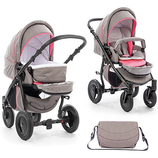 Коляска 2 в 1 Tutis Smart, серый/розовый Коляска 2 в 1 Tutis Smart, серый/розовыйКоляски 2 в 1<br>Характеристики коляски-трансформер Tutis Smart<br><br>Люлька:<br><br>• люлька устанавливается на прогулочный блок: спинка и подножка переводятся в горизонтальное положение, снимается бампер;<br>• люлька соединяется с прогулоным блоком с помощью застежек-молний;<br>• жесткое дно люльки;<br>• хлопковая обивка люльки, матрасик для новорожденного;<br>• капюшон и накидка используются из прогулочного блока;<br>• обратите внимание: нет ручек для переноски люльки;<br>• внутренние размеры люльки: 78х32х20 см.<br><br>Прогулочный блок: <br><br>• регулируемый наклон спинки, 3 положения вплоть до горизонтального;<br>• регулируемая подножка;<br>• съемный бампер;<br>• реверсивный прогулочный блок: положение «лицом к лицу», «лицом к дороге»;<br>• глубокий капюшон оснащен солнцезащитным козырьком, который увеличивается в размерах (клеенка-вставка под молнией);<br>• под молнией имеется дополнительная вставка-клеенка;<br>• имеется ручка для переноски прогулочного блока, находится над капором;<br>• размер прогулочного блока: 95x36х26 см;<br>• высота спинки: 45 см;<br>• длина подножки: 24 см;<br>• вес: 4,8 кг;<br>• вес коляски с прогулочным блоком: 13,7 кг.<br><br>Рама коляски:<br><br>• регулируемая по высоте ручка коляски;<br>• надувные колеса: передние поворотные с фиксатором, задние большого диаметра;<br>• колеса съемные;<br>• корзина для покупок;<br>• компактное складывание «книжкой»;<br>• фиксатор от раскладывания;<br>• шасси складывается двумя способами: с прогулочным блоком и без прогулочного блока для компакности во время хранения и транспортировки;<br>• вес шасси с колесами: 8,9 кг;<br>• ширина колесной базы: 61 см;<br>• диаметр колес: 22 см, 30 см;<br>• высота ручки: 77-111 см.<br><br>Размер коляски: 77х61х111 см<br>Размер коляски в сложенном виде: 79х61х40 см<br>Вес в упаковке: 17,55 кг<br><br>Дополнительные аксессуары, которые входят в комплект:<br><br>• сумка для мамы;<br>• чехол на ножки;<br>• дождевик, москитная сетка;<br>• матрасик в люльку;<br>• анатомический вкладыш для прогулочного блока;<br>• инструкция. <br><br>Коляску 2 в 1 Smart, Tutis, серый/розовый можно купить в нашем интернем-магазине.<br><br>Ширина мм: 920<br>Глубина мм: 590<br>Высота мм: 440<br>Вес г: 17550<br>Цвет: розовый<br>Возраст от месяцев: 0<br>Возраст до месяцев: 36<br>Пол: Унисекс<br>Возраст: Детский<br>SKU: 5581872