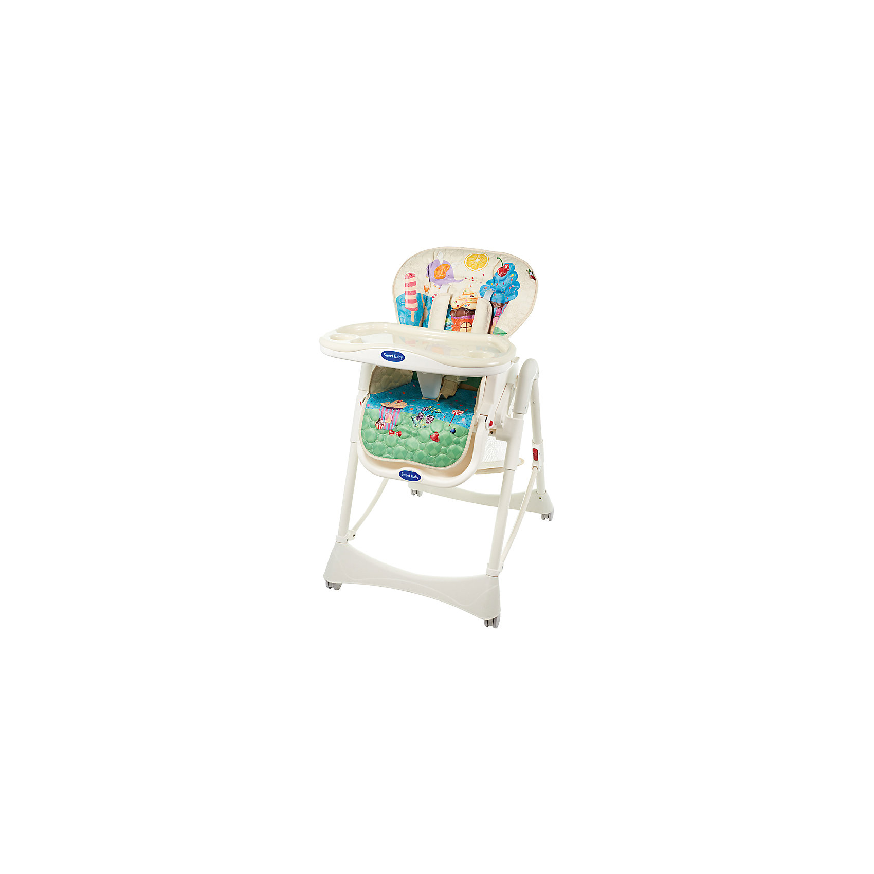 Стульчик для кормления Candy, Sweet Baby, Land Oval Стульчик для кормления Candy, Sweet Baby, Land Ovalот рождения<br>Характеристики товара:<br><br>• цвет: Land Oval<br>• используется в качестве стульчика для кормления или шезлонга для сна<br>• наклон спинки регулируется, устанавливается в горизонтальное положение<br>• регулируемая подножка<br>• регулируемая по высоте спинка (5 уровней)<br>• сетчато-текстильная корзина для аксессуаров<br>• 5-точечные ремни безопасности с надежным замком и мягкими накладками<br>• 3 позиции глубины подноса<br>• съемная верхняя накладка на поднос и 2 углубления для бутылочек<br>• материал обивки: экокожа<br>• 4 колеса со стоперами<br>• компактные размеры и устойчивость в сложенном виде<br>• возраст: от 0 месяцев<br>• материал рамы: пластик<br>• страна производства: Китай<br>• вес: 11 кг<br>• размер упаковки: 48х27.5х73 см<br><br>Стульчик для кормления Sweet Baby Candy имеет уникальный дизайн, который удачно впишется в Ваш интерьер и окунет ребенка в мир фантазий. <br><br>В подарок к Sweet Baby Candy идет мягкий вкладыш, который предназначен для удобного и комфортного нахождения новорожденного в стульчике.<br><br>Столешница стульчика для кормления сделана из прочного пластика и имеет три отделения для посуды. Здесь вы сможете разместить сразу несколько тарелок и стаканчик с водой для ребенка, не переживая за то, что что-то может опрокинуться или разлиться и навредить малышу.<br><br>Стульчик для кормления Candy, Sweet Baby, Land Oval можно купить в нашем интернет-магазине.<br><br>Ширина мм: 475<br>Глубина мм: 725<br>Высота мм: 275<br>Вес г: 12500<br>Возраст от месяцев: 0<br>Возраст до месяцев: 36<br>Пол: Унисекс<br>Возраст: Детский<br>SKU: 5583531