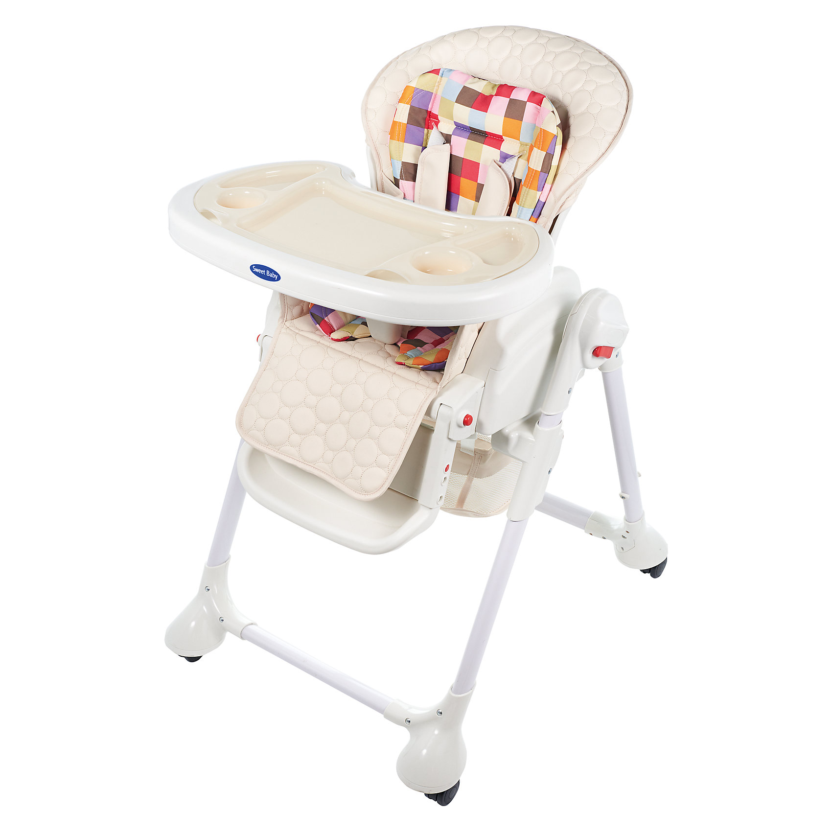Стульчик для кормления Luxor Multicolor, Sweet Baby, Cream Стульчик для кормления Luxor Multicolor, Sweet Baby, Creamот рождения<br>Характеристика товара:<br><br>• цвет: Cream (кремовый)<br>• используется в качестве стульчика для кормления или шезлонга для сна<br>• наклон спинки регулируется, устанавливается в горизонтальное положение<br>• регулируемая по высоте спинка (5 уровней)<br>• угол наклона спинки регулируется (3 положения)<br>• регулируемая длина подножки (3 уровня)<br>• чехол из экокожи<br>• яркий вкладыш из мягкой гипоаллергенной ткани (снимается)<br>• сетчато-текстильная корзина для аксессуаров<br>• 5-точечные ремни безопасности с надежным замком и мягкими накладками<br>• 3 позиции глубины и высоты подноса<br>• съемная верхняя накладка на поднос и 2 углубления для посуды<br>• 4 колеса со стоперами<br>• компактные размеры и устойчивость в сложенном виде<br>• возраст: от 0 месяцев<br>• материал рамы: металл, пластик<br>• страна производства: Китай<br>• вес: 15 кг<br>• размер упаковки: 91х30х65 см<br><br>Стульчик для кормления Luxor Multicolor Sweet Baby с уникальной функцией –<br>ручным механизмом качания!<br><br>Компактный стульчик для кормления теперь может быть и кроваткой – Вы сможете заняться любым делом, параллельно убаюкивая своего малыша.<br><br>Стульчик легко перемещается, а это значит, что Вы сможете убаюкать крошку там, где Вам удобно.<br><br>Стульчик для кормления Luxor Multicolor, Sweet Baby, Cream можно купить в нашем интернет-магазине.<br><br>Ширина мм: 640<br>Глубина мм: 910<br>Высота мм: 300<br>Вес г: 17400<br>Возраст от месяцев: 0<br>Возраст до месяцев: 36<br>Пол: Унисекс<br>Возраст: Детский<br>SKU: 5583546