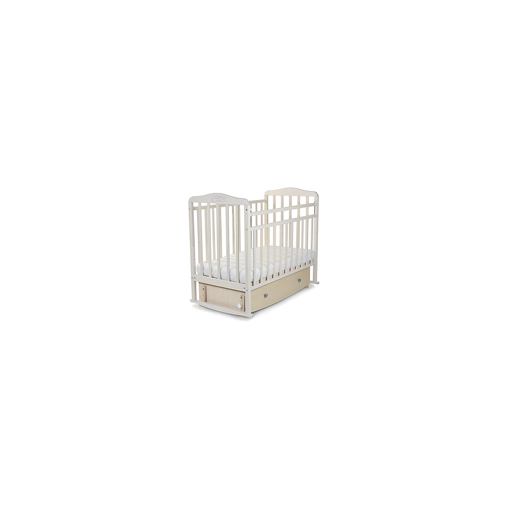 Кроватка Luciano Nuvola Bianca, Sweet Baby, белое облако Кроватка Luciano Nuvola Bianca, Sweet Baby, белое облакоКроватки<br>Характеристики товара:<br><br>• цвет: белое облако<br>• с поперечным маятником<br>• фиксатор покоя<br>• материал: дерево<br>• полозья для качания<br>• размер спального места: 120х60 см<br>• 2 уровня ложа<br>• ящик для хранения<br><br>Итальянский бренд Sweet Baby позаботился о комфортном сне вашего малыша благодаря плавному механизму качания поперечного маятника . <br>Кроватка оснащена специальными фиксаторами, которые приводят маятник в состояние покоя.<br><br>Два уровня ложа позволяют менять глубину кроватки по мере роста малыша, опускаемая планка поможет без труда дотянуться до малыша в кроватке.Расстояние между рейками не дает возможность ребенку застрять между ними во время сна.<br><br>Модель Sweet Baby Luciano оснащена большим закрытым ящиком, расположенным под днищем, который вместит в себя сменный комплект постельного белья, запасное одеяльце или стратегический запас подгузников, значительно экономя место в детском шкафу.<br><br>Детская кровать Sweet Baby Luciano изготовлена из древесины березы, прочного и долговечного материала. <br>Кроватки для новорожденных SweetBaby обрабатываются нетоксичными лаками и красками, абсолютно безвредными для ребенка.<br><br>Кроватку Luciano Nuvola Bianca, Sweet Baby можно купить в нашем интернет-магазине.<br><br>Ширина мм: 720<br>Глубина мм: 200<br>Высота мм: 1240<br>Вес г: 31400<br>Возраст от месяцев: 0<br>Возраст до месяцев: 36<br>Пол: Унисекс<br>Возраст: Детский<br>SKU: 5583565